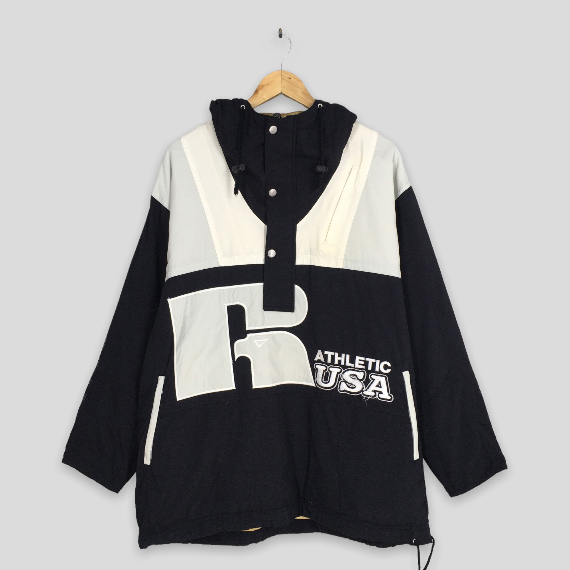 Russell Athletic 80's Russell Athletic Usa Windbreaker Jacket Black Medium Size US M / EU 48-50 / 2 - 1 Thumbnail