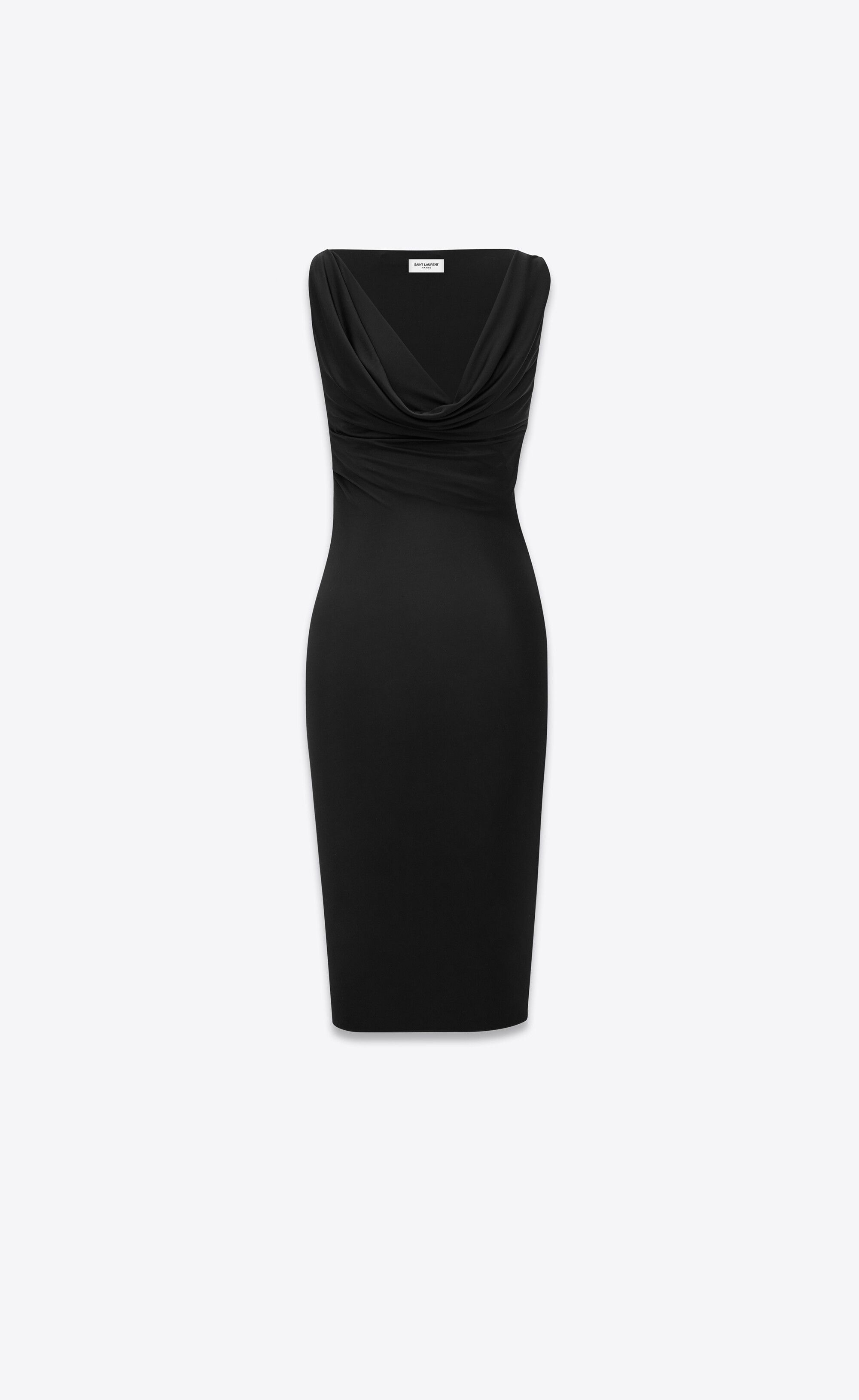 Saint Laurent Paris o1bcso1str0426 Cowlneck Dress In Knit in Black Size XL / US 12-14 / IT 48-50 - 1 Thumbnail