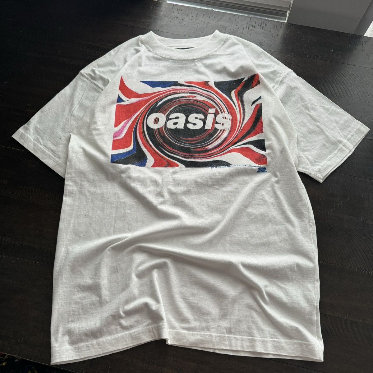 image of Band Tees x Made In USA Crazy Vintage 90's Oasis Brit Pop Uk Band T Shirt in White, Men's (Size XL)