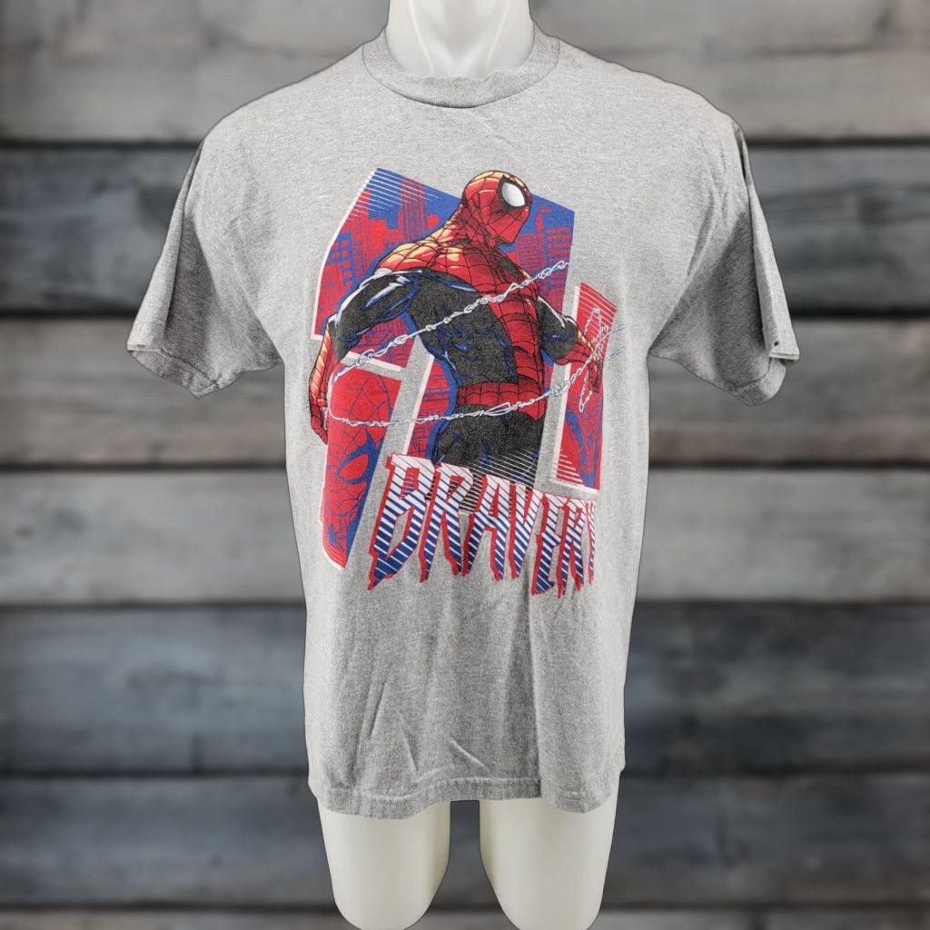 Vintage Marvel Spider-Man T-Shirt Mens L Gray Bravery Graphic Short Sleeve Shirt Size US L / EU 52-54 / 3 - 1 Thumbnail