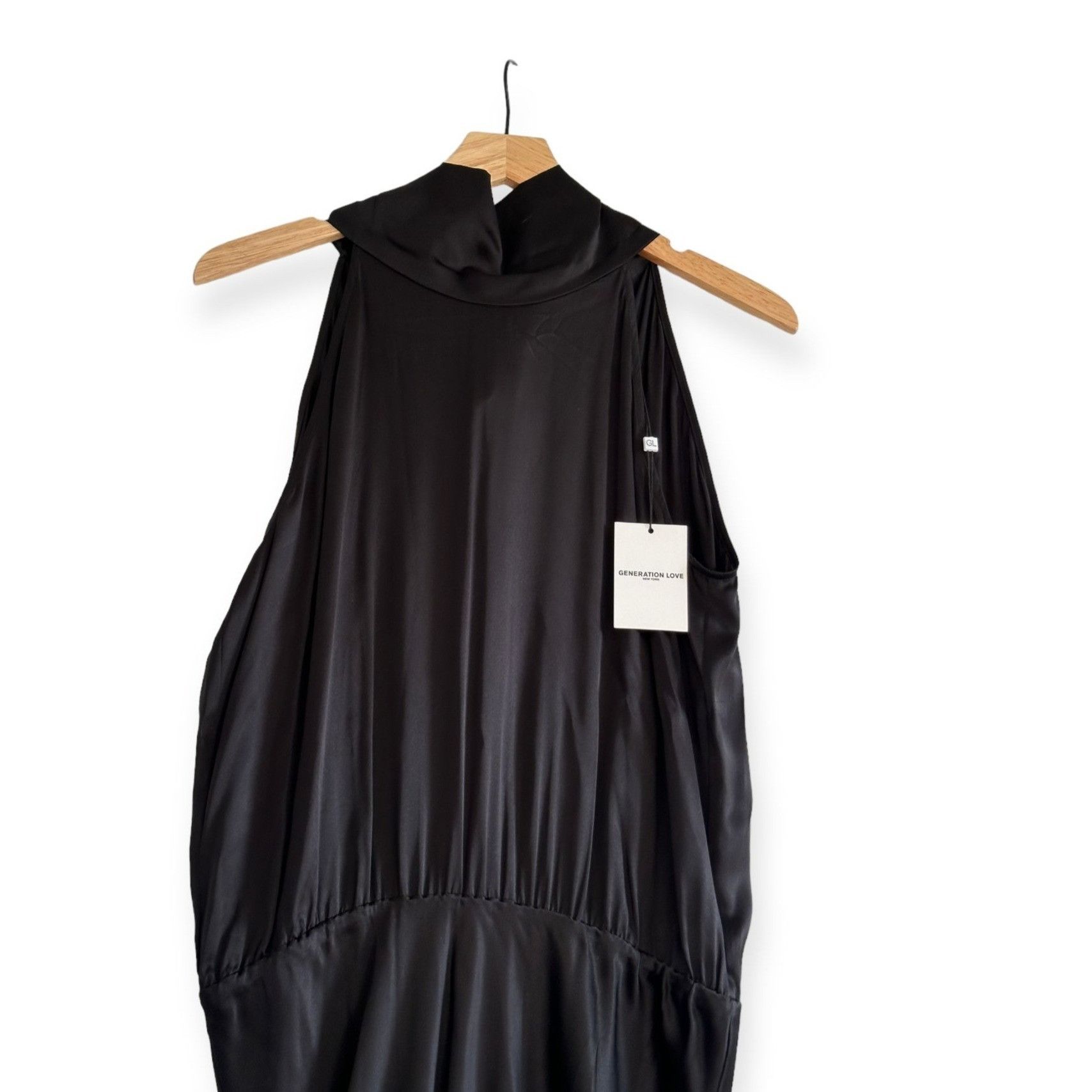 Generation Love Generation Love Arie Black Silk Maxi Dress, Size M, NWT, Hal Size M / US 6-8 / IT 42-44 - 5 Thumbnail