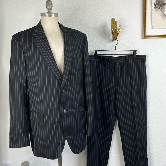 Dolce & Gabbana Dolce and Gabbana Pinstripe Virgin Wool 2 Pc 2 Button Suit s Size 46L - 1 Thumbnail
