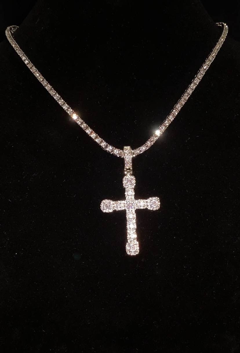 Other Chain | Pendant Cross Tennis Chain Silver 3mm 22” Size ONE SIZE - 3 Thumbnail