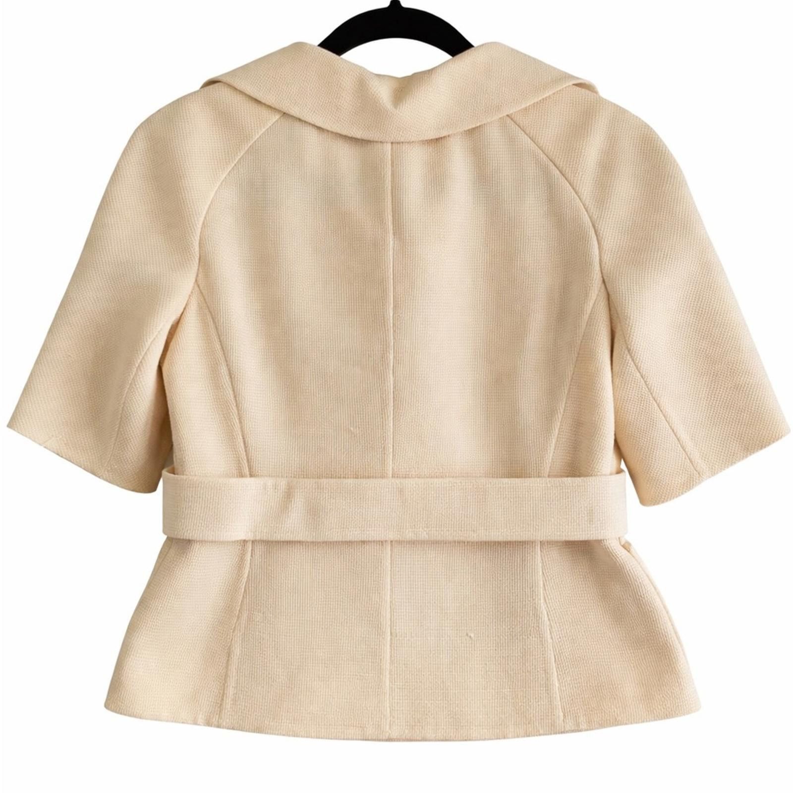 Aris Tatalovich Akris Cream Belted Structured Jacket | US 6 Size M / US 6-8 / IT 42-44 - 2 Thumbnail