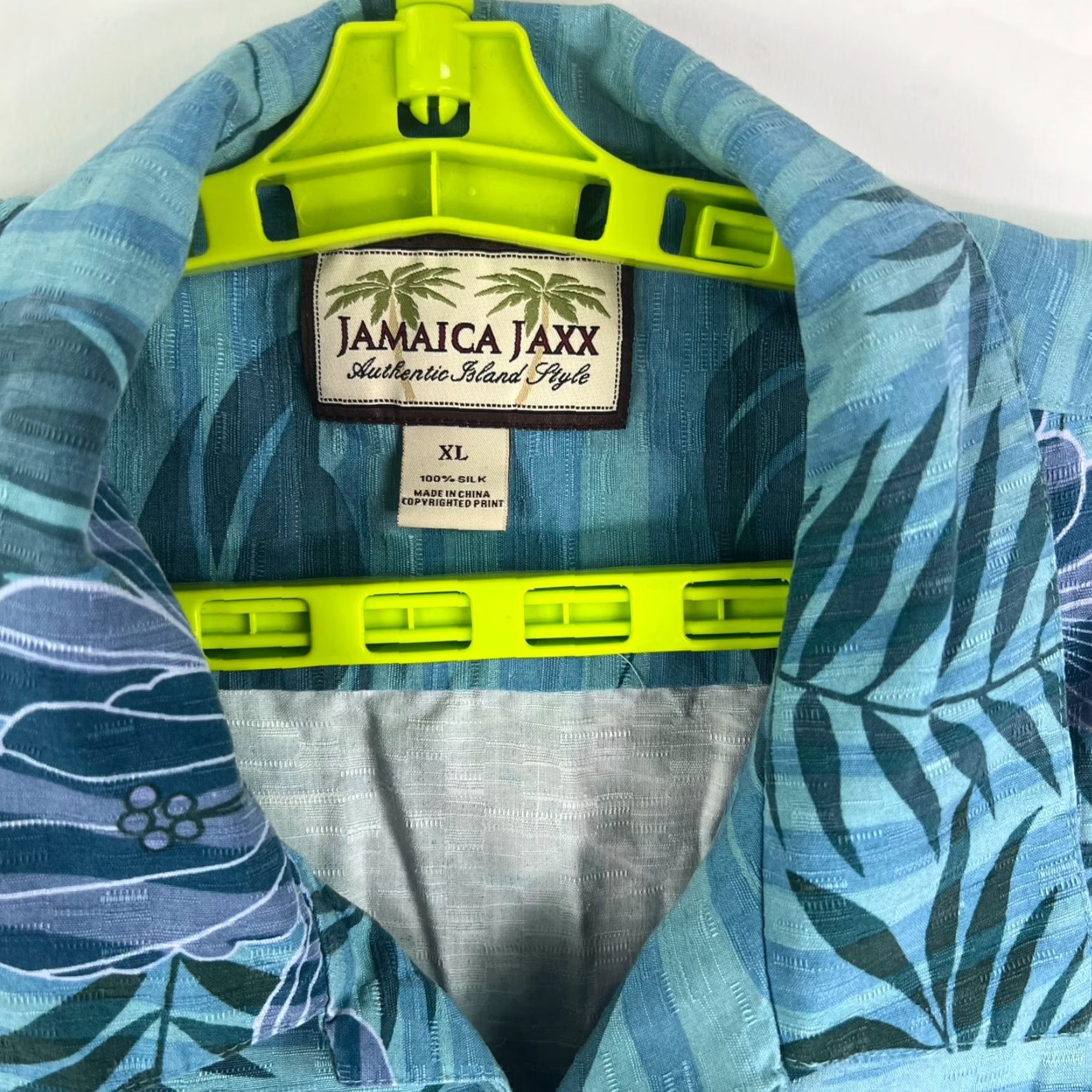 Vintage Jamaica Jaxx Hawaiian Shirt XL Blue Floral Short Sleeve Men's 100% Silk Size US XL / EU 56 / 4 - 4 Thumbnail