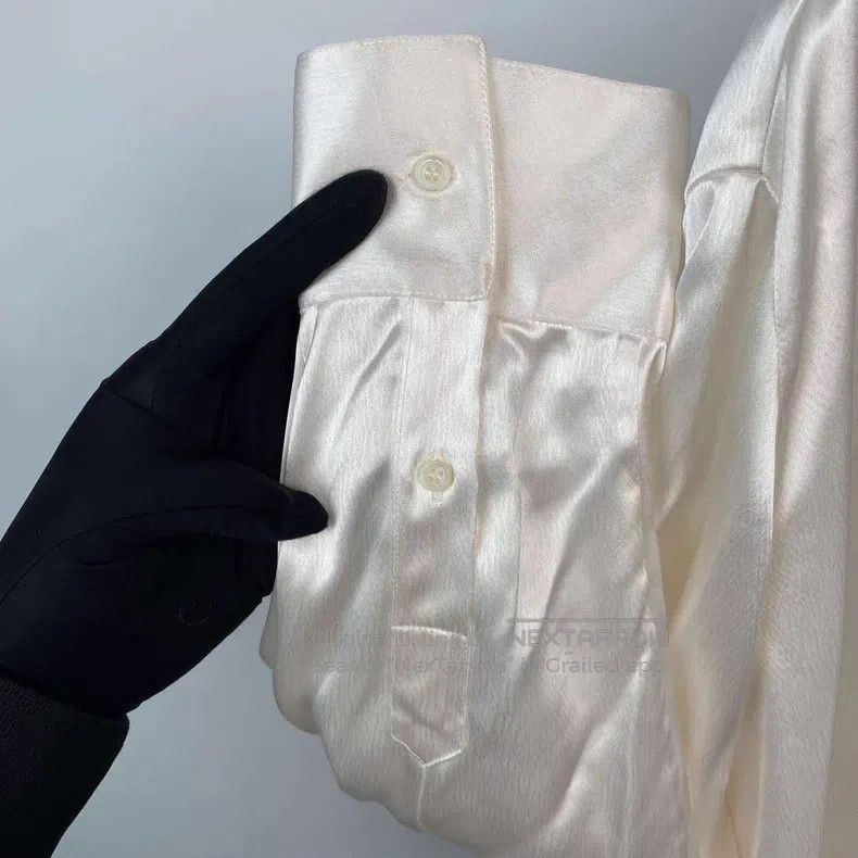 Loewe Loewe Champagne White Logo Long Sleeve Shirt Size XS / US 0-2 / IT 36-38 - 3 Thumbnail