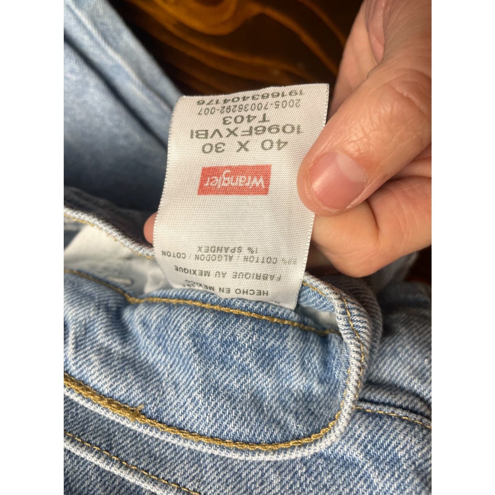 Wrangler Wrangler Jeans Men's 40X30 Blue Denim Straight Leg Bleach Wash Work Pants Jeans Size US 39 - 4 Thumbnail