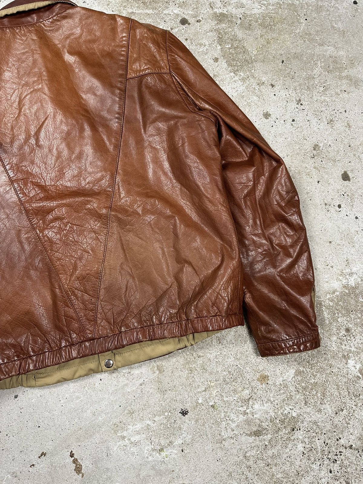 Vintage Vintage 90s Brown Leather Reversible Rare Bomber Jacket Size US L / EU 52-54 / 3 - 14 Thumbnail