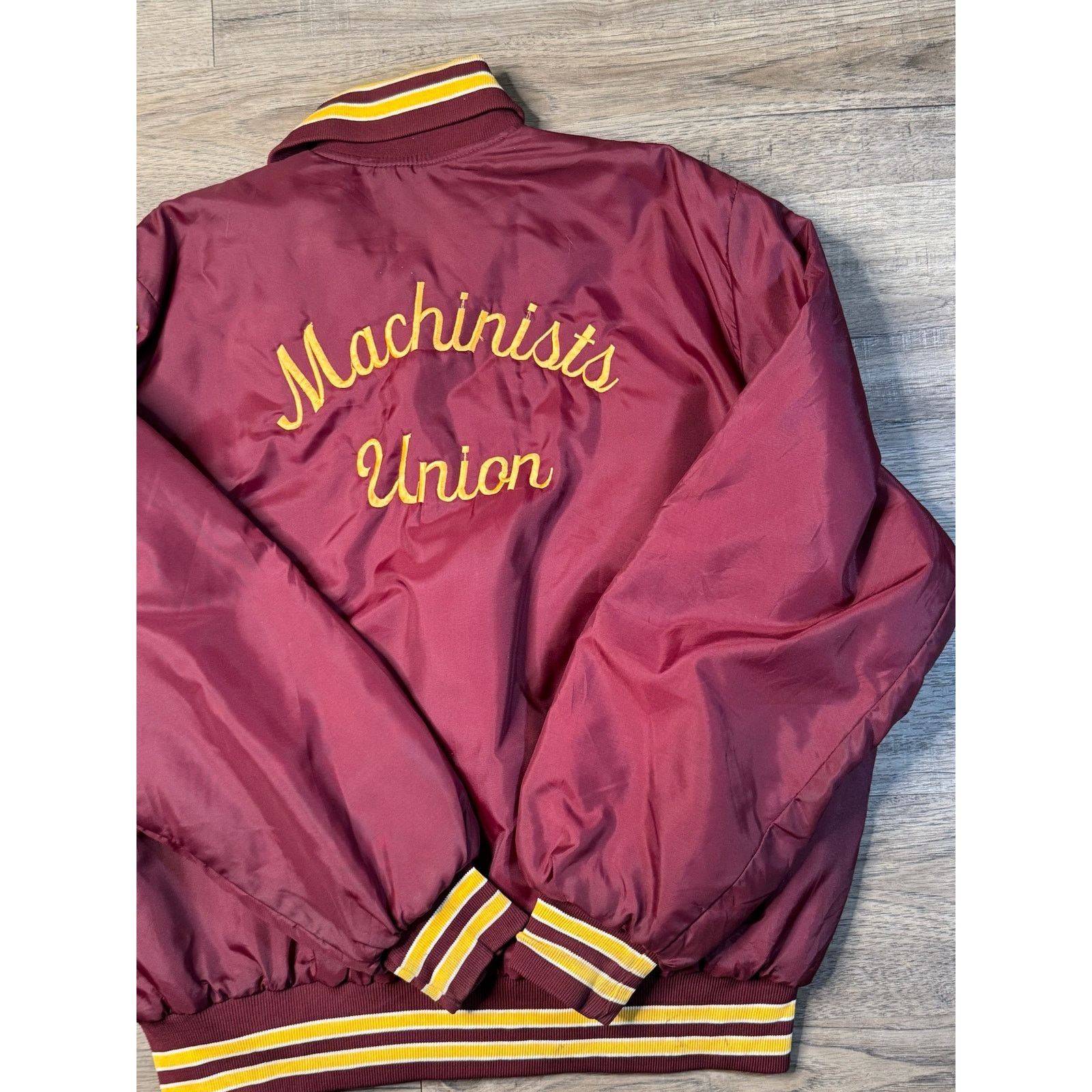 Vintage Vintage Bomber Varsity Jacket Machinists Aerospace Union Size US XL / EU 56 / 4 - 4 Thumbnail
