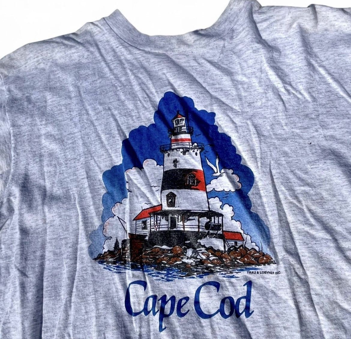 Vintage Vintage 90s Cape Cod Lighthouse Graphic T-Shirt Gray Large Size US XL / EU 56 / 4 - 1 Thumbnail