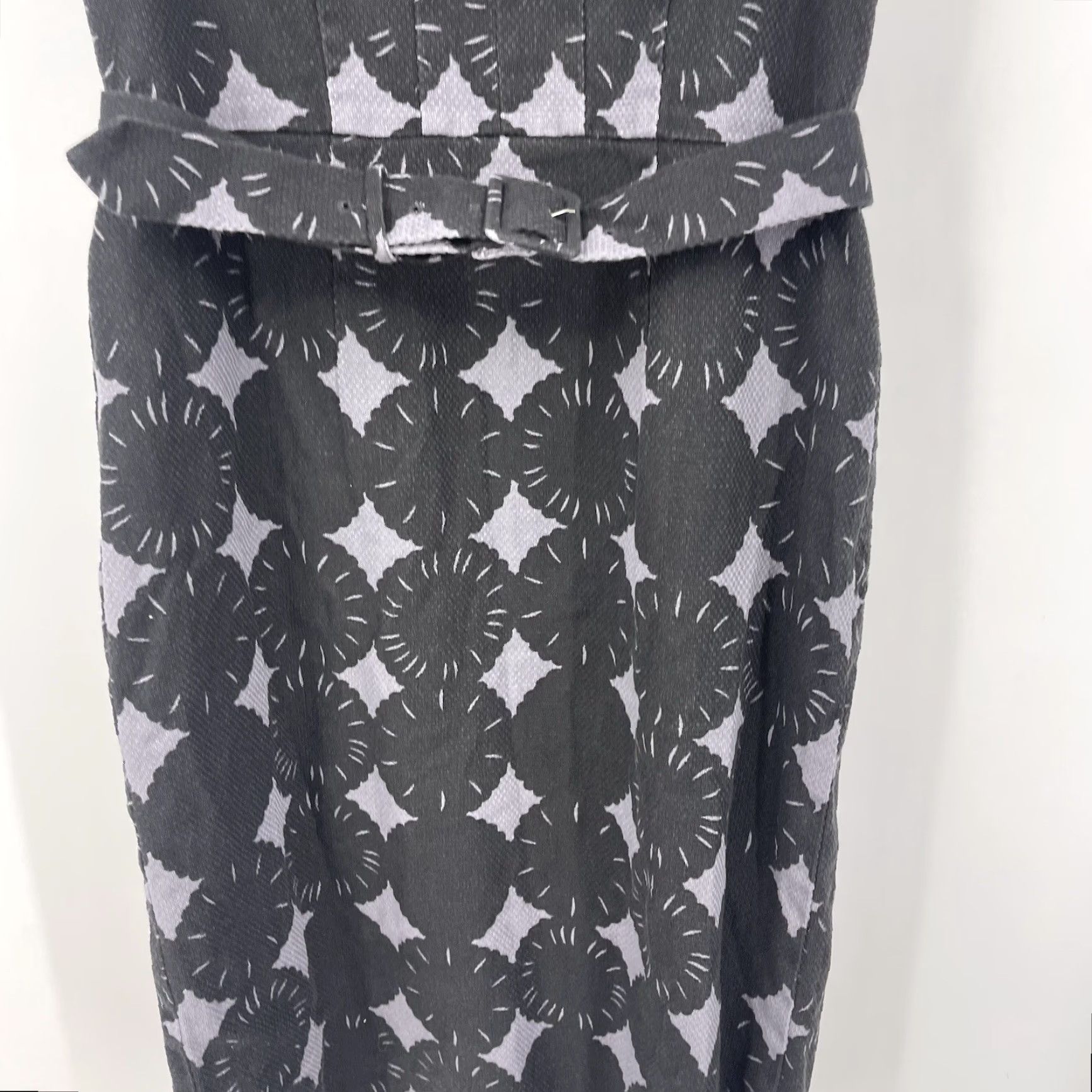 Boden Boden Floral Belted Sheath Dress Womens 8 Gray Cap Sleeve Retro Knee Length Size 30" / US 8 / IT 44 - 5 Thumbnail