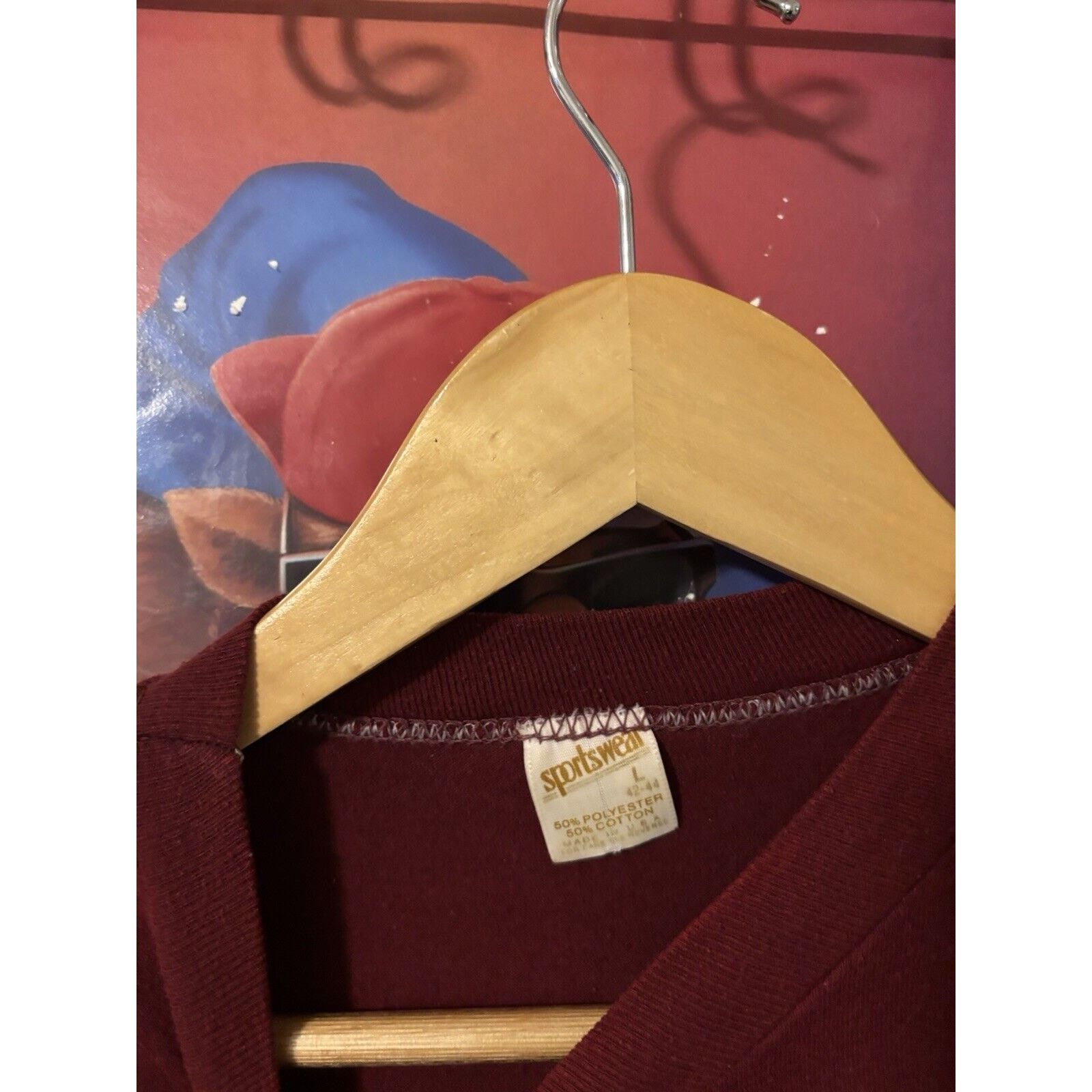 Delta Vintage 70s greek rock fraternity college burgundy L Size US L / EU 52-54 / 3 - 5 Thumbnail