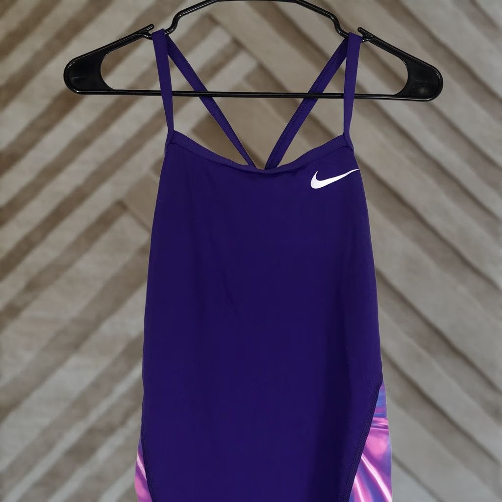 Nike Nike Suit Womens 36 Purple HydraStrong One Piece Swimsuit Pink Marble NESSC012 Size ONE SIZE - 1 Thumbnail