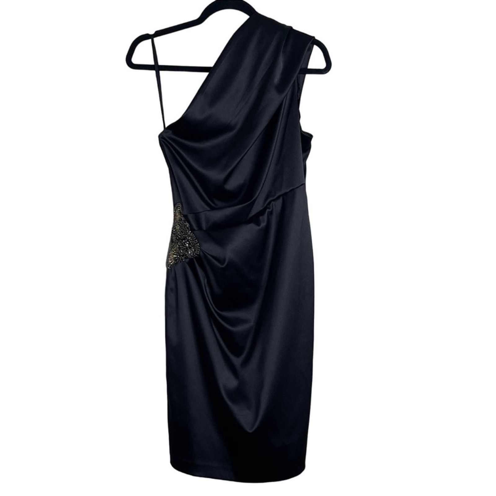 Other ELIZA J One-Shoulder Beaded Satin Formal Dress Size M / US 6-8 / IT 42-44 - 3 Thumbnail