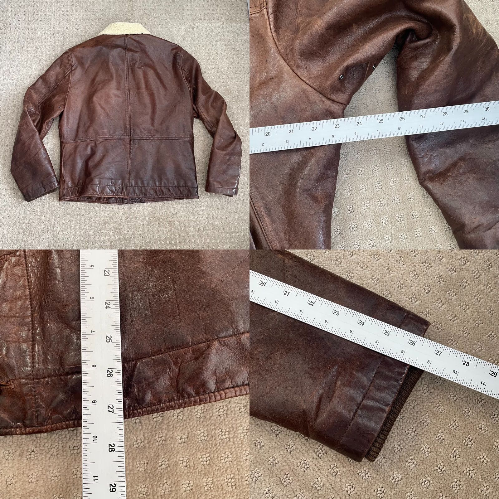 Banana Republic Banana Republic Bomber Jacket Men Large Brown Leather Chinstrap Sherpa Collar Jacket Size US L / EU 52-54 / 3 - 8 Thumbnail