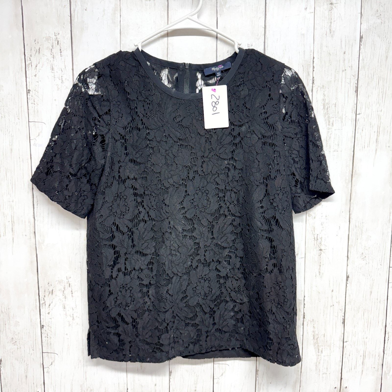 Madewell Madewell Blouse XS Lace Refined Tee Round Neck Short Sleeve Size XS / US 0-2 / IT 36-38 - 1 Thumbnail