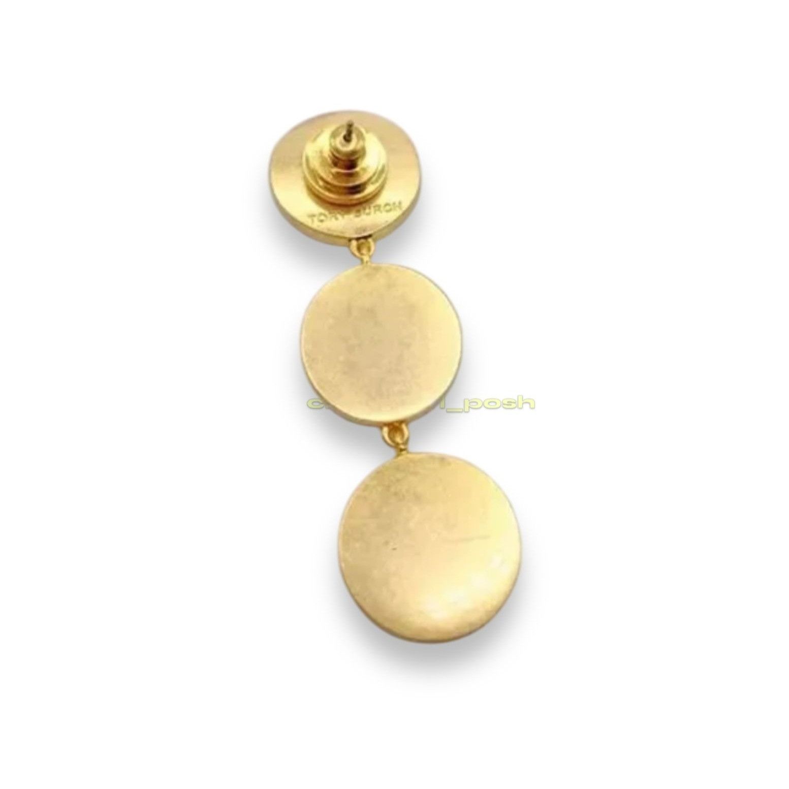 Tory Burch Tory Burch Mother of Pearl Gold Logo Drop Earrings Size ONE SIZE - 3 Thumbnail