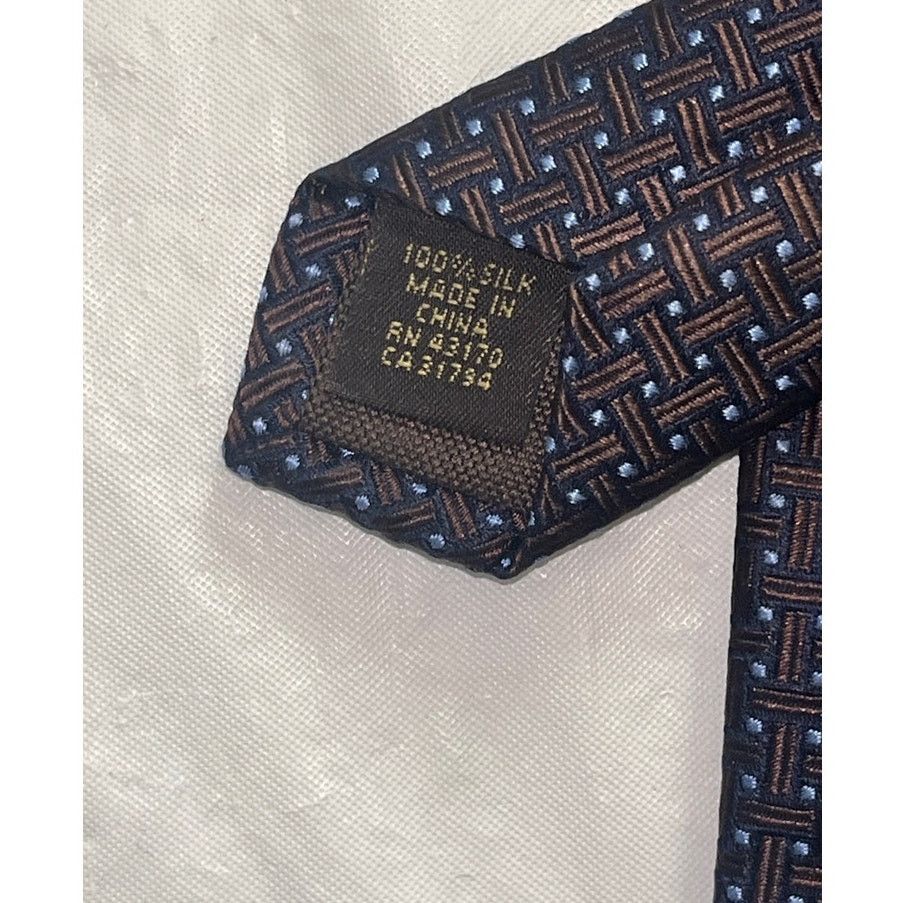 Tasso Elba Tasso Elba Men's Tie All silk Neck-Tie - Brown & Blue - Size ONE SIZE - 5 Thumbnail