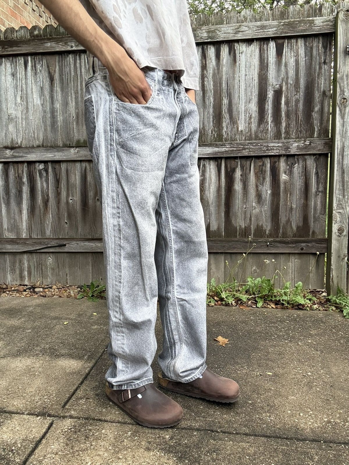 Calvin Klein Grey Faded 90s Straight Fit Vintage Acid Washed Denim Jeans Size US 30 / EU 46 - 2 Thumbnail