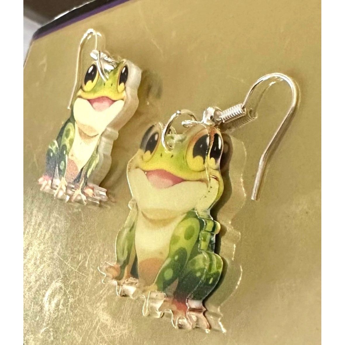Handmade Frog Earrings New Dangle Hooks Green Double Sided Horny Toad Size ONE SIZE - 7 Thumbnail