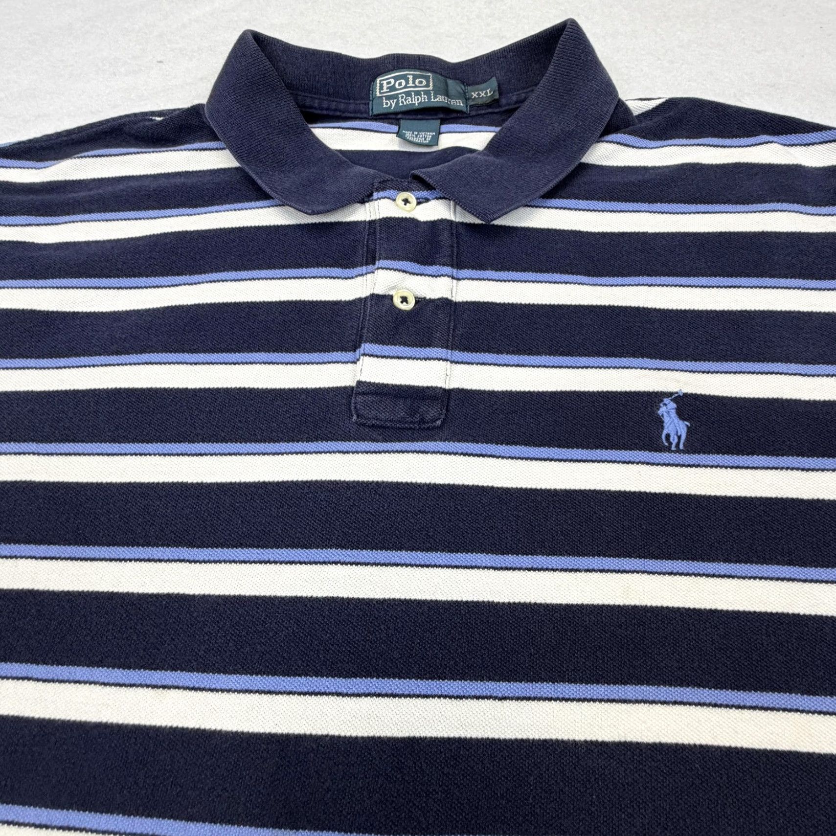Polo Ralph Lauren Polo Ralph Lauren Polo Shirt Mens 2XL Blue White Striped Classic Cotton Casual Polo Shirt Mens Blue White Striped 2XL Size US XXL / EU 58 / 5 - 2 Thumbnail