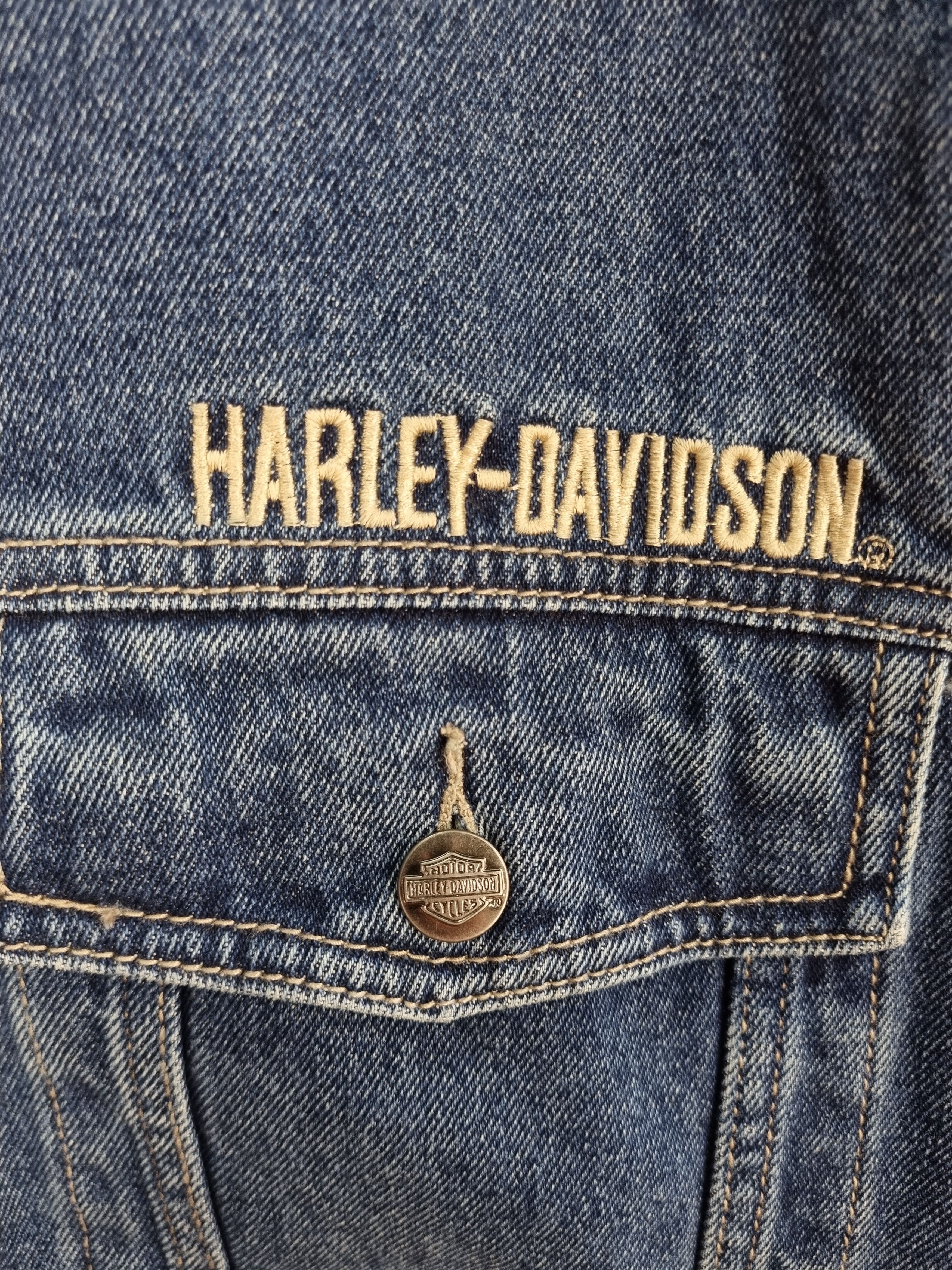Harley Davidson × Vintage Harley Davidson Big Size Big Logo Denim Vest Size US XXL / EU 58 / 5 - 11 Thumbnail