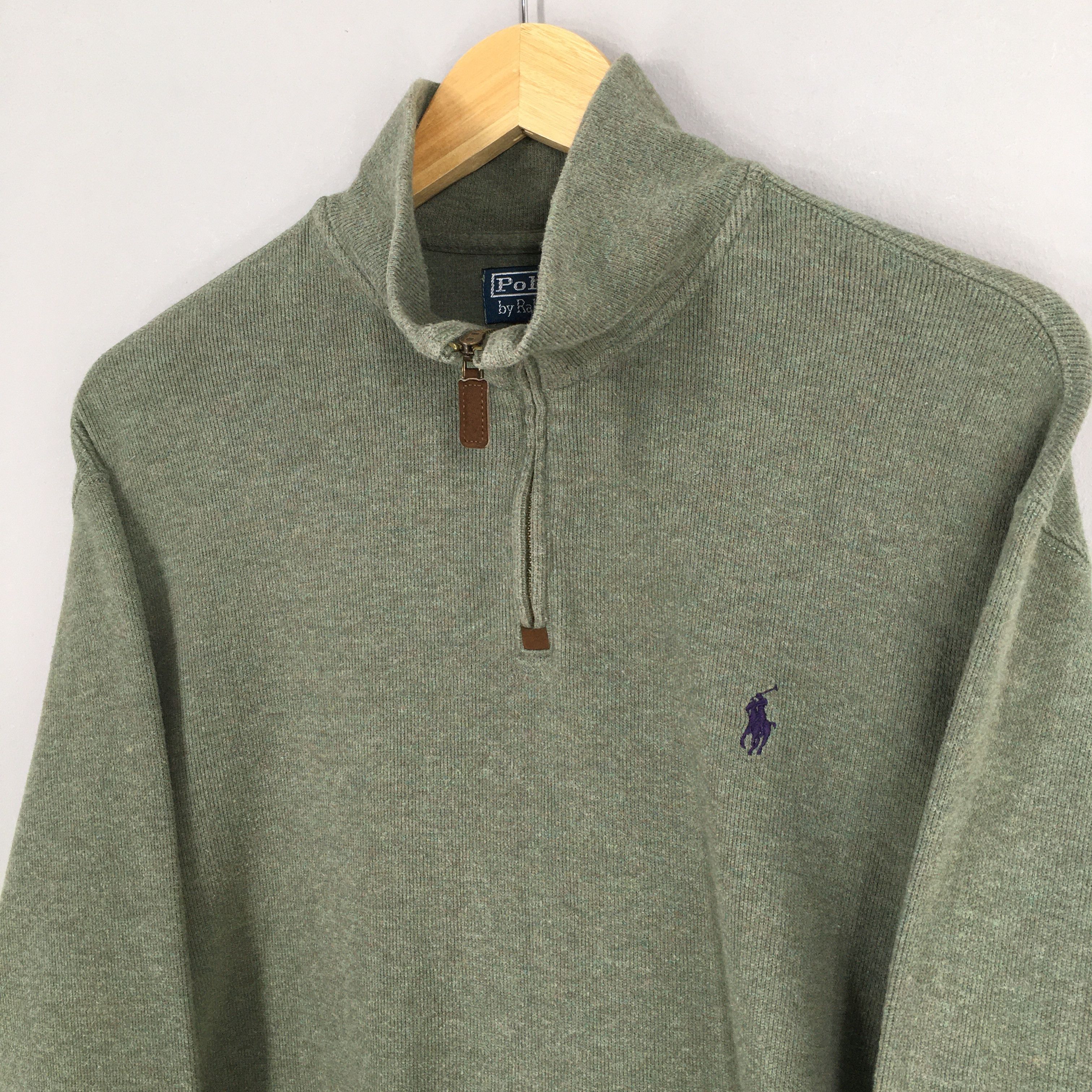 Polo Ralph Lauren × Ralph Lauren × Vintage Vintage Polo Ralph Lauren Green Half Zipper Sweater Large Size US L / EU 52-54 / 3 - 3 Thumbnail