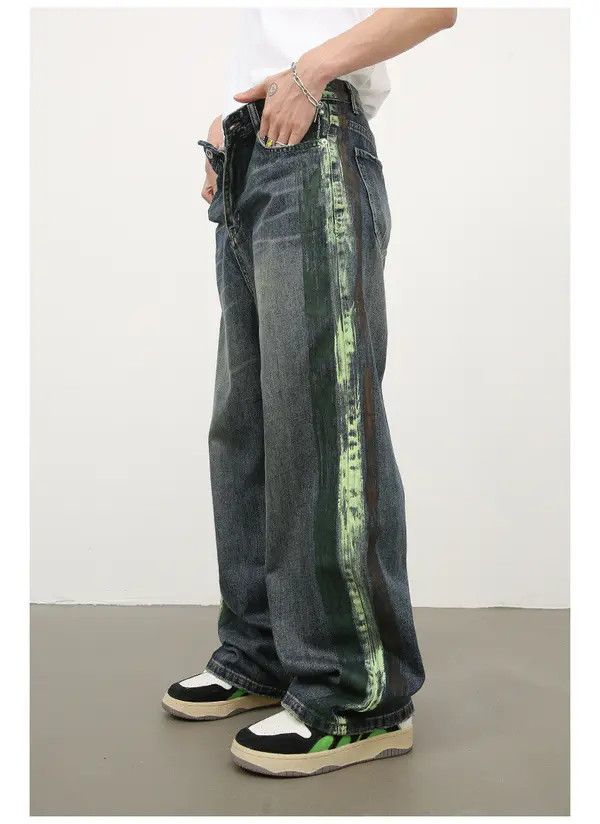 VIBE Hip-hop retro men's American loose washed wide-leg jeans Size US 32 / EU 48 - 4 Thumbnail