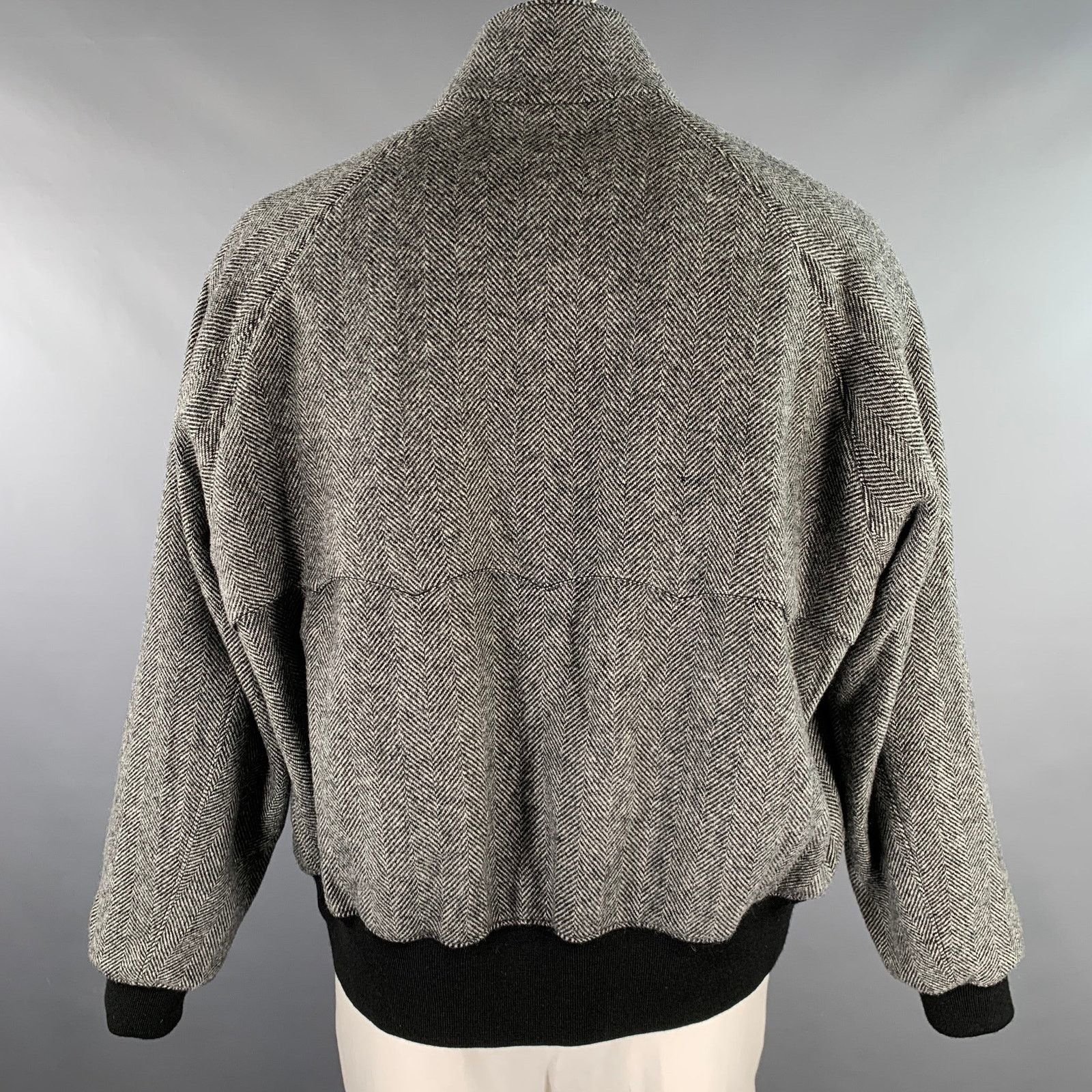 Baracuta BARACUTA Black Grey Herringbone Wool Harrington Jacket Size US XS / EU 42 / 0 - 4 Thumbnail