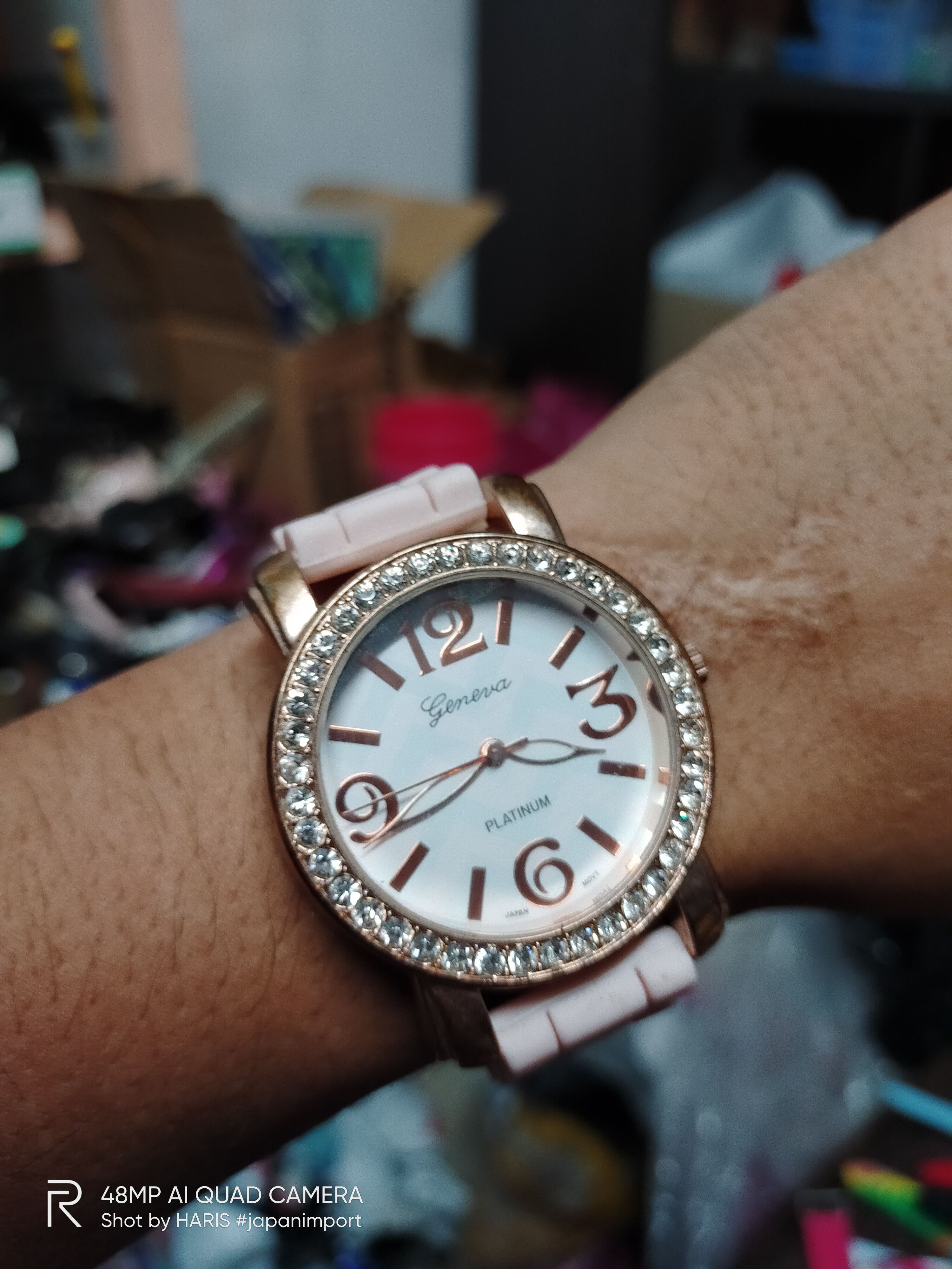 image of Luxury Vintage Geneva Platinum Watch Japan Watch in Pink, Women's