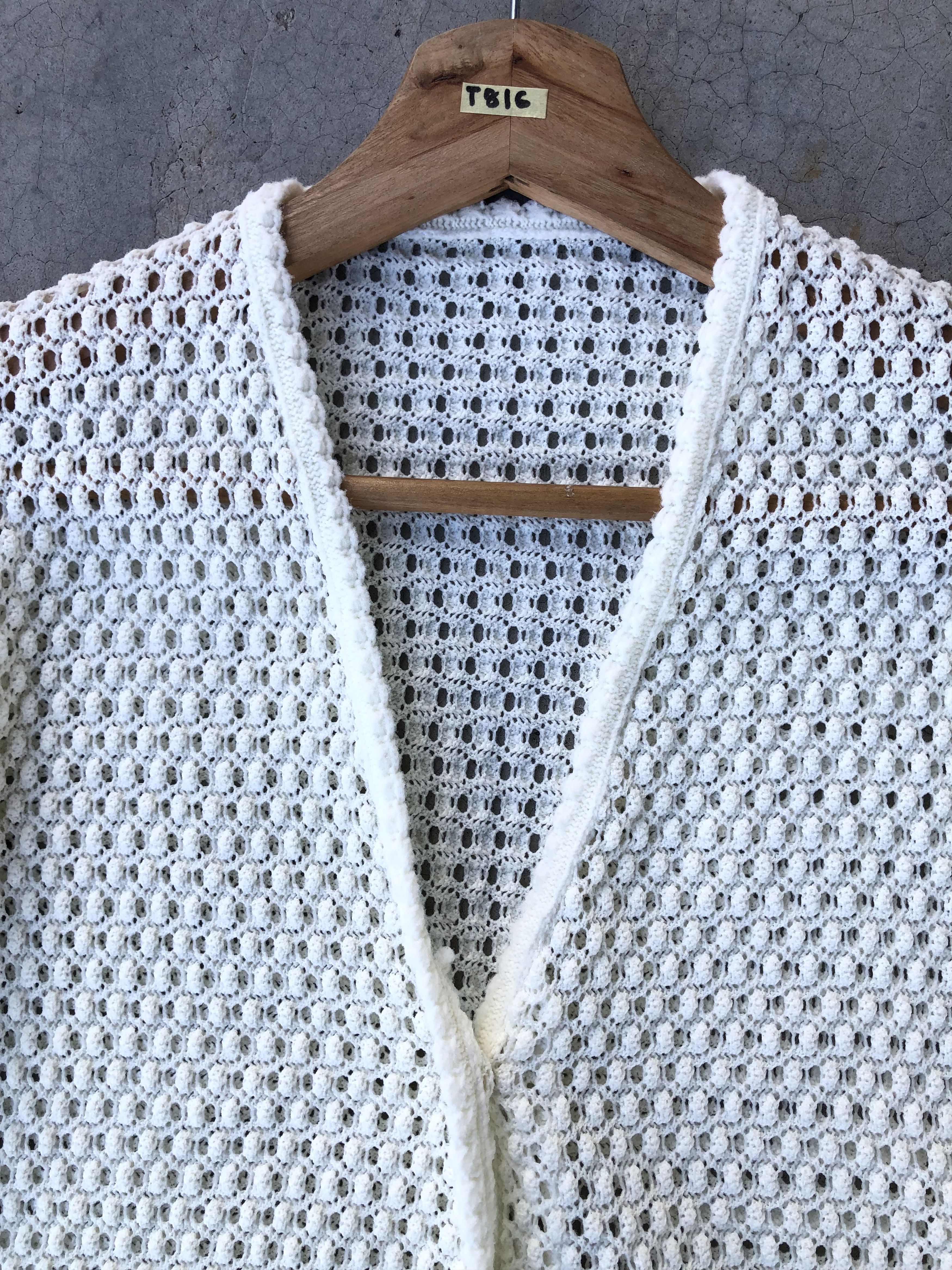 Aran Isles Knitwear × Designer Cardigan Crochet Mesh Net Sexy Jumper/Memeri Pattern Size US XS / EU 42 / 0 - 4 Thumbnail