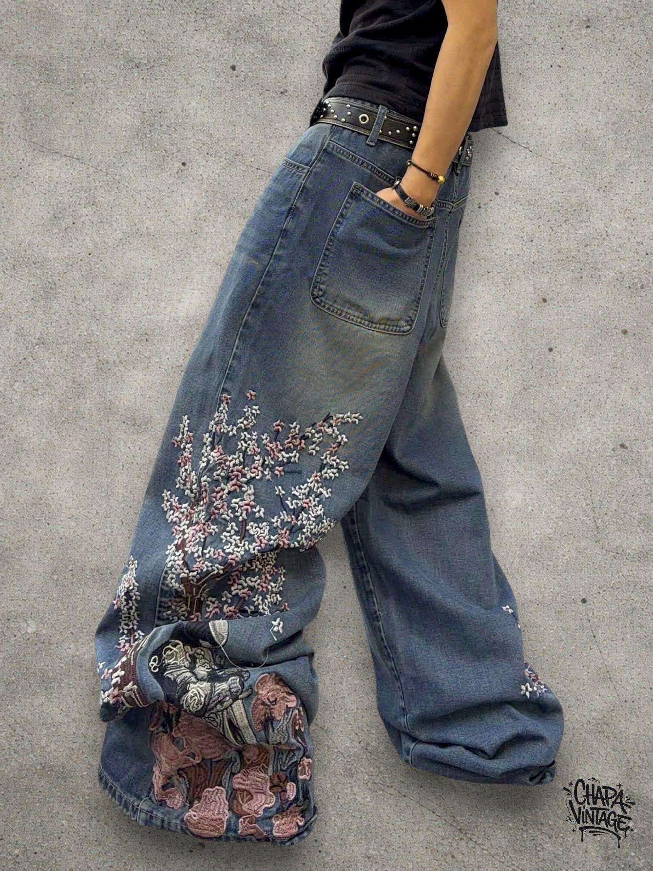 Japanese Brand Floral baggy jeans Size US 32 / EU 48 - 1 Thumbnail