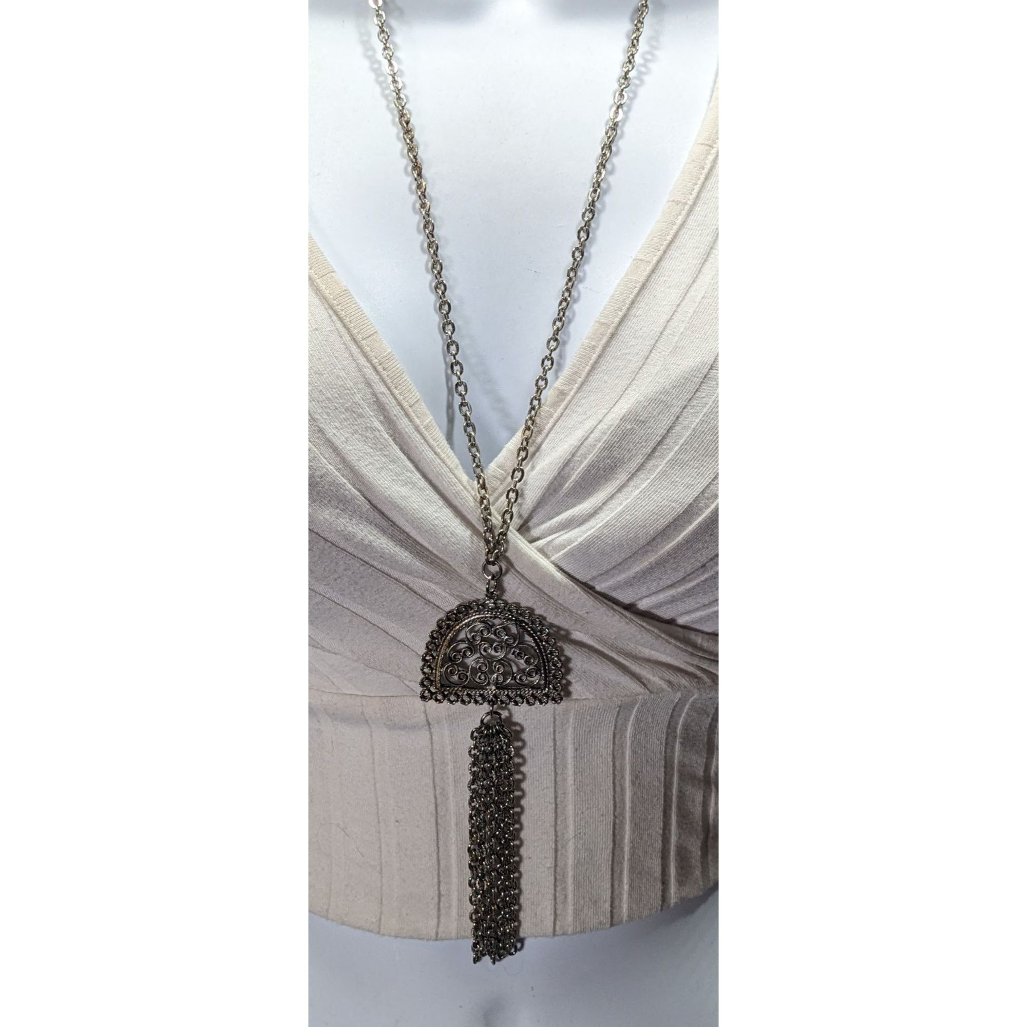 Other Vintage Etruscan Style Filigree Pendant And Tassel Necklace Size ONE SIZE - 3 Thumbnail