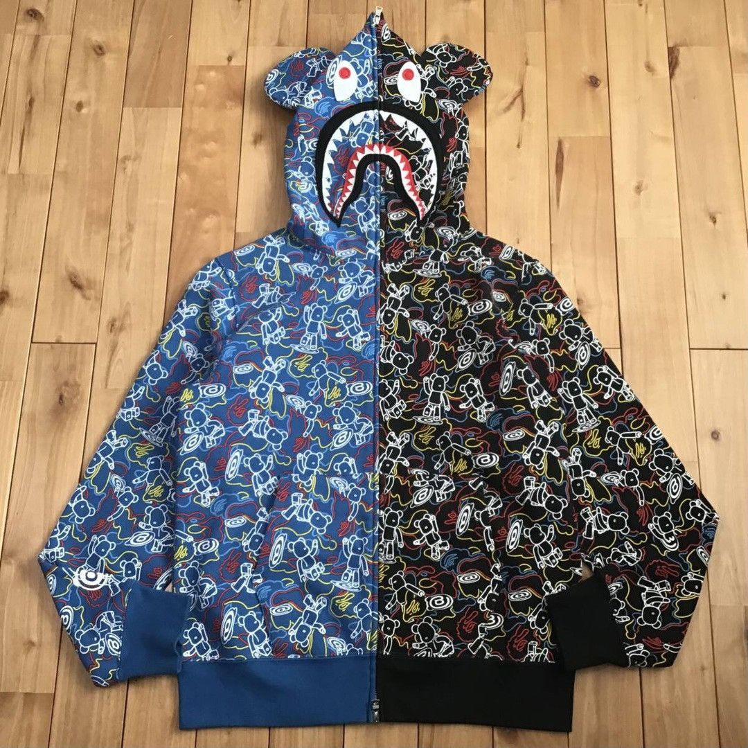 Bape × Medicom Toy BAPE × Medicom Toy BE@R Shark full zip hoodie a bathing ape Size US L / EU 52-54 / 3 - 1 Thumbnail