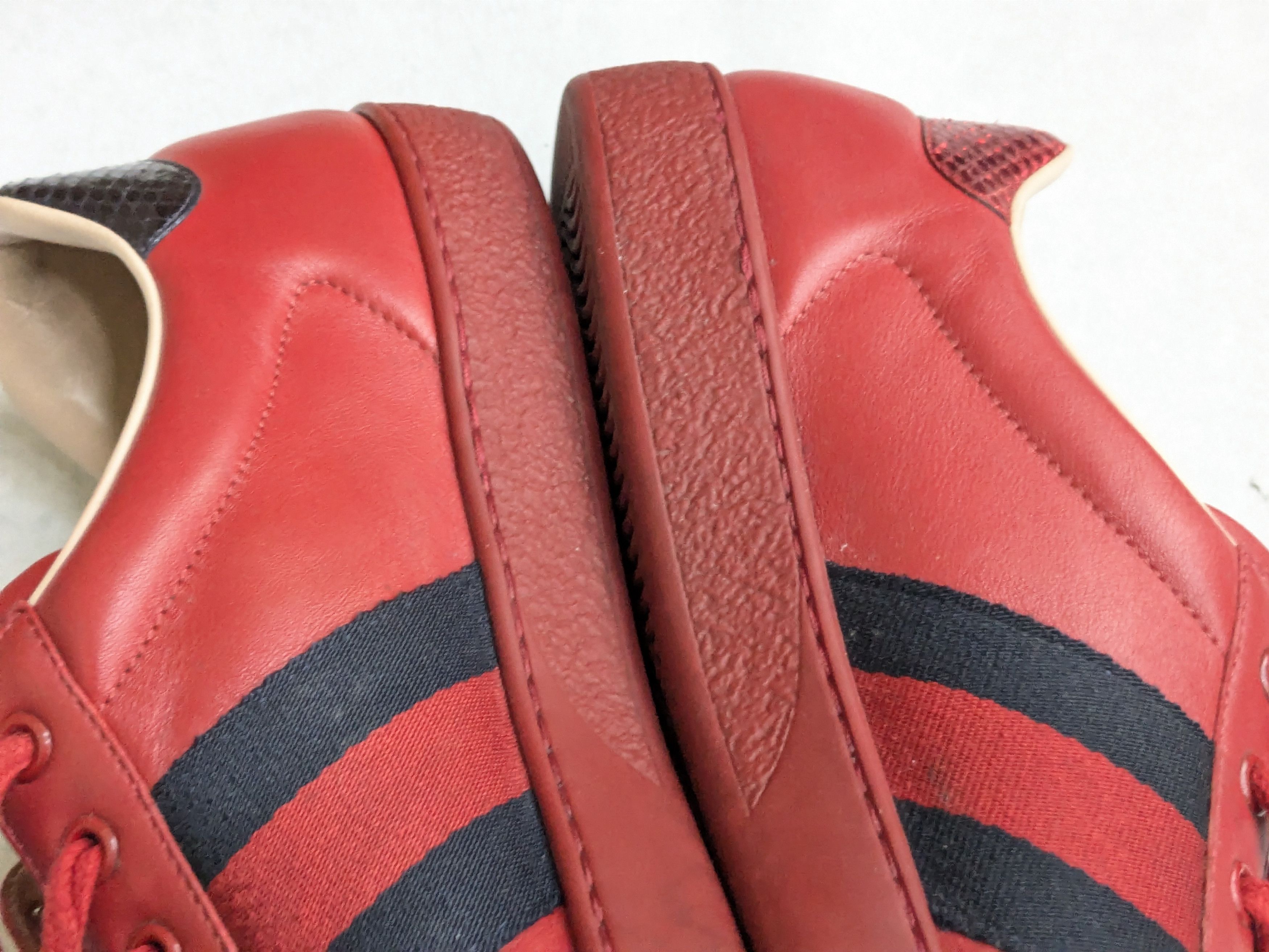 Gucci Gucci Ace Sneakers 9.5 Red Low Tops Leather Tennis Size US 9.5 / EU 42-43 - 12 Thumbnail