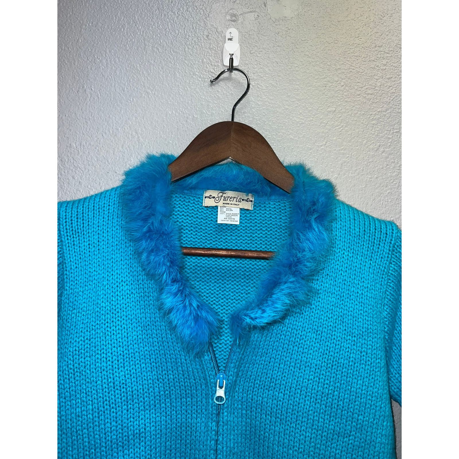 Vintage Womens Vintage Fureria Top Dyed Rabbit Trim Wool Nylon M Size M / US 6-8 / IT 42-44 - 2 Thumbnail