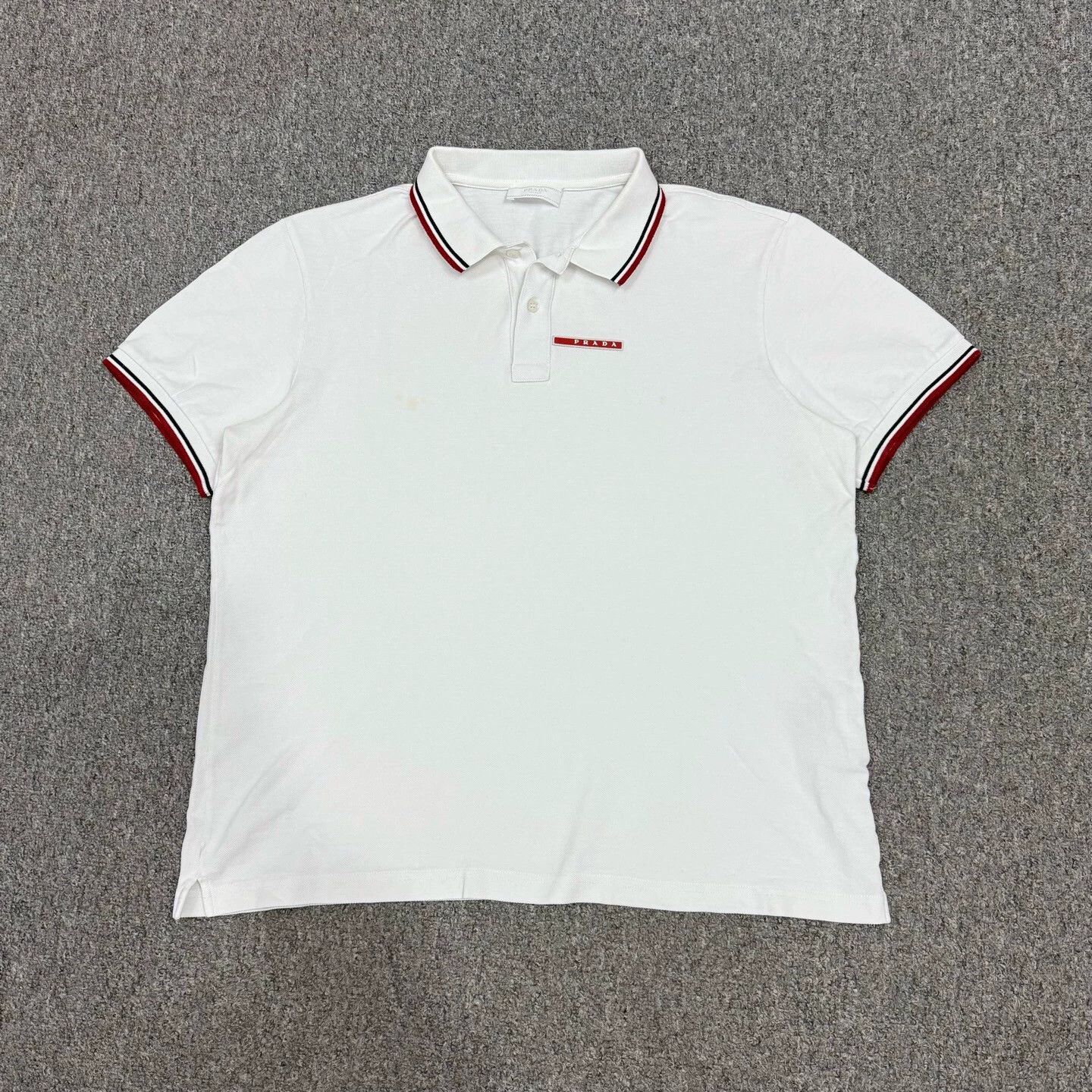Prada White Logo Short-Sleeve Polo Shirt XXL Mint
