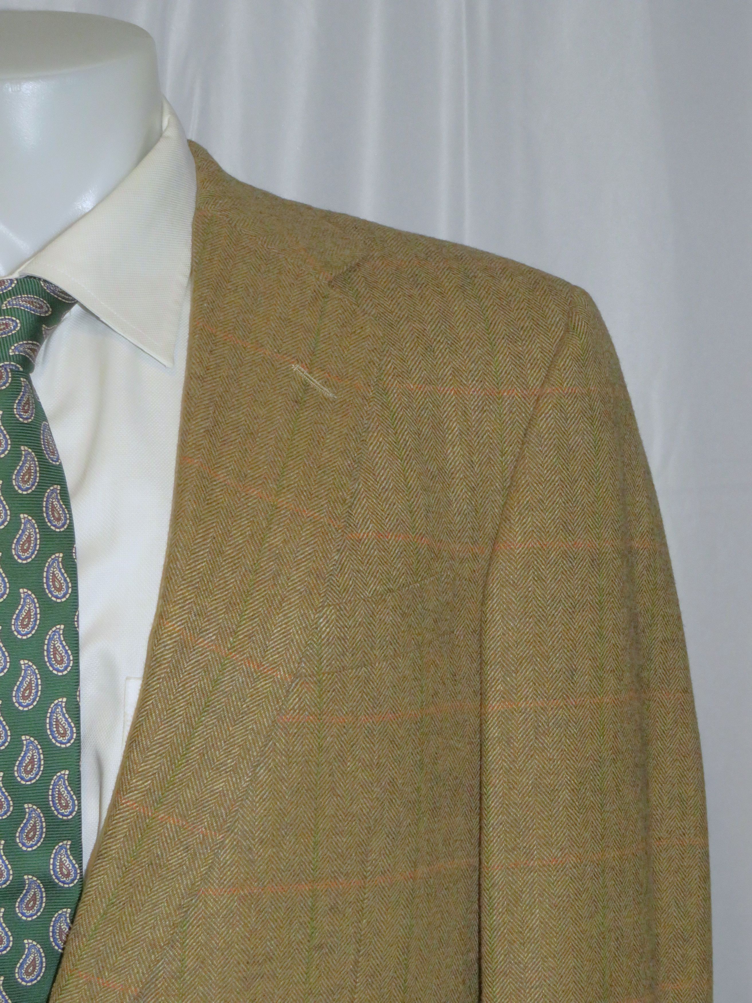 Oxxford Clothes Highest Quality Light Brown HBONE Cashmere Blend Blazer 42L Size 42L - 3 Thumbnail