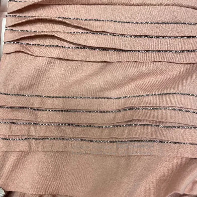 Brunello Cucinelli Brunello Cucinelli Pink Cotton Beaded T-Shirt Size M / US 6-8 / IT 42-44 - 3 Thumbnail