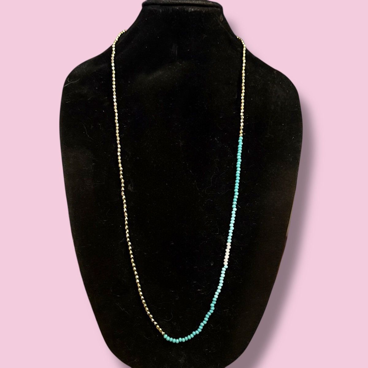 Other Long gold and and ombré aqua bead necklace Size ONE SIZE - 1 Thumbnail