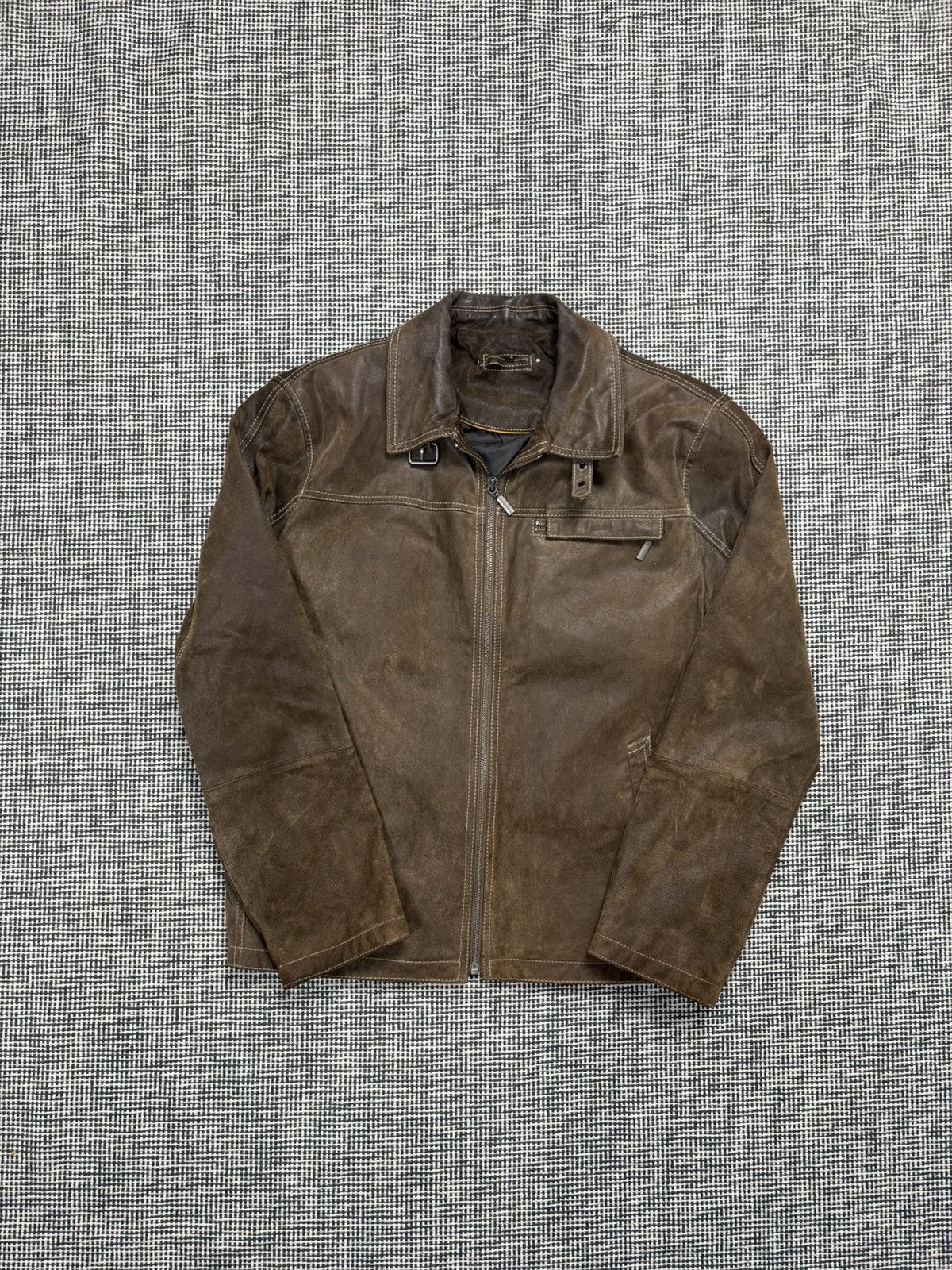 Leather 90s vintage brown suede leather Harrington style jacket Size US S / EU 44-46 / 1 - 2 Thumbnail