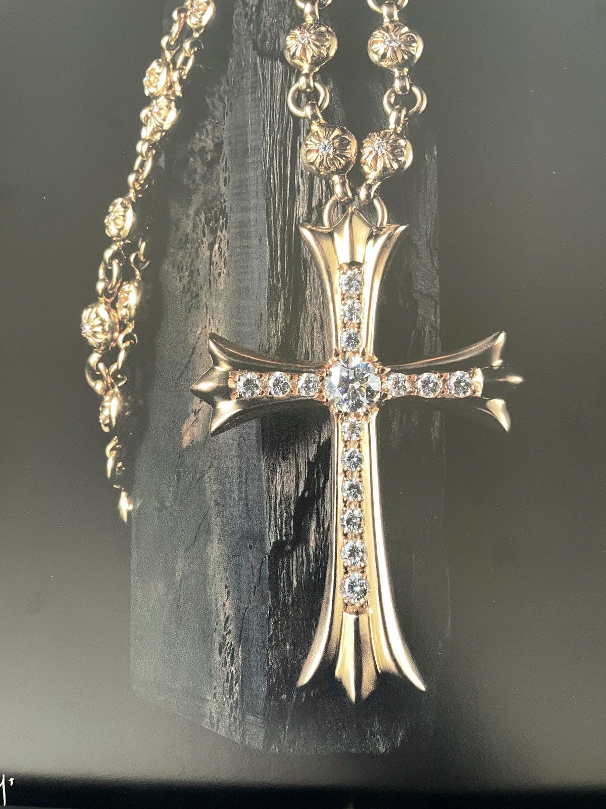 Chrome Hearts × Vintage Chrome Hearts gold cross Poster framed 9x11 Size ONE SIZE - 2 Thumbnail