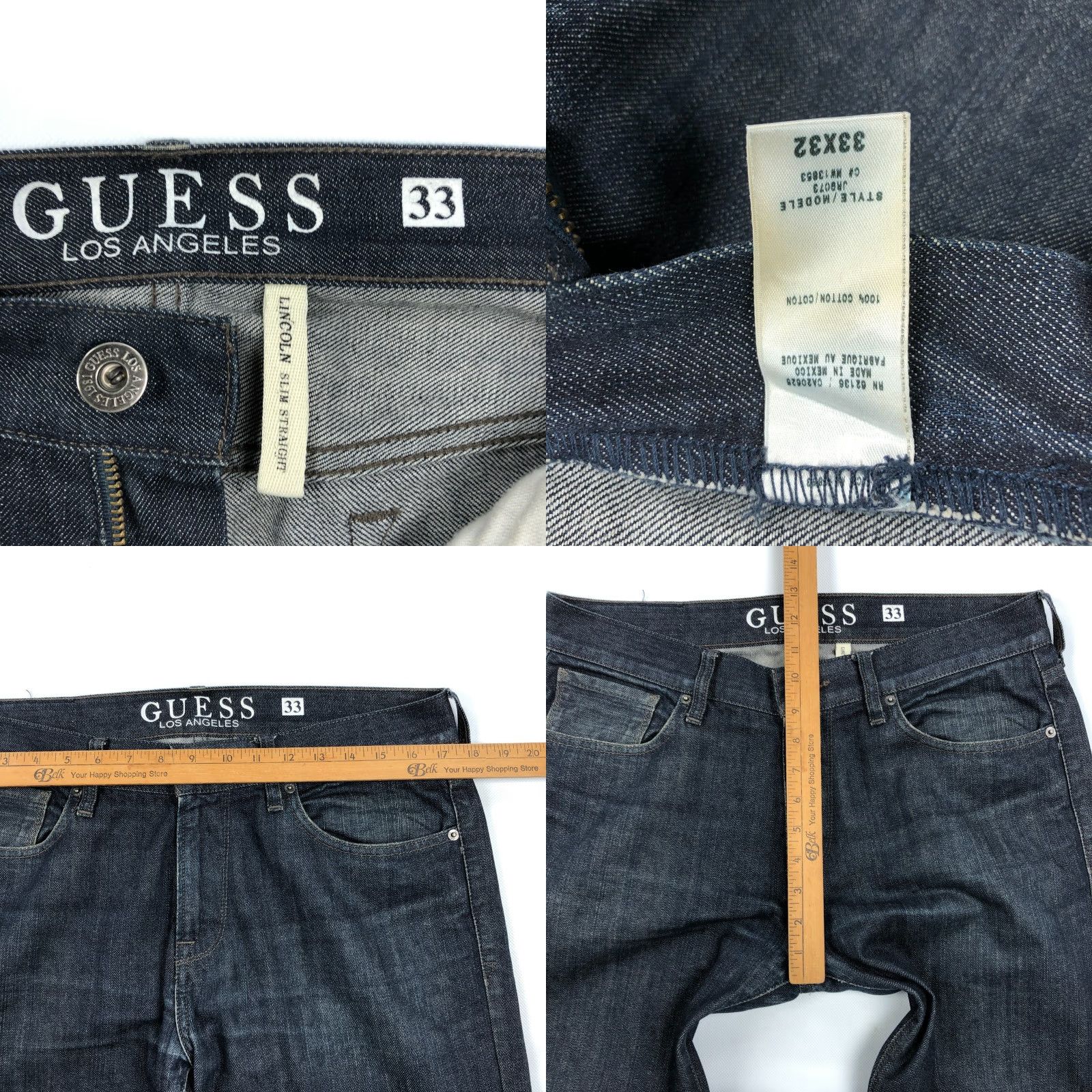 Guess Guess Jeans Mens Jeans 33x33 Blue Denim Pants Lincoln Slim Straight Distressed 5-Pocket Mens Regular Standard Fit WW00 Size US 33 - 8 Thumbnail