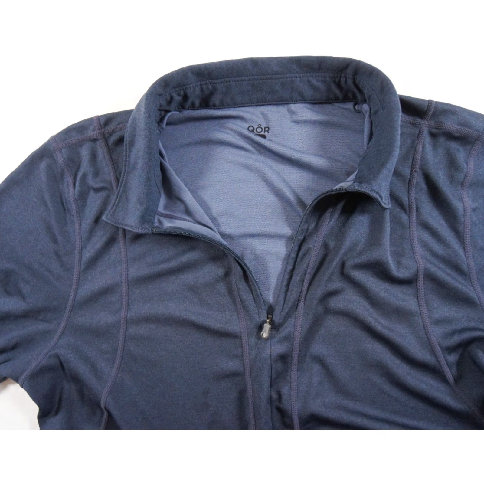 Vintage Qor Men's Polo Shirt Blue Short Sleeve 1/4 Zip Collared Regular Large Size US L / EU 52-54 / 3 - 5 Thumbnail