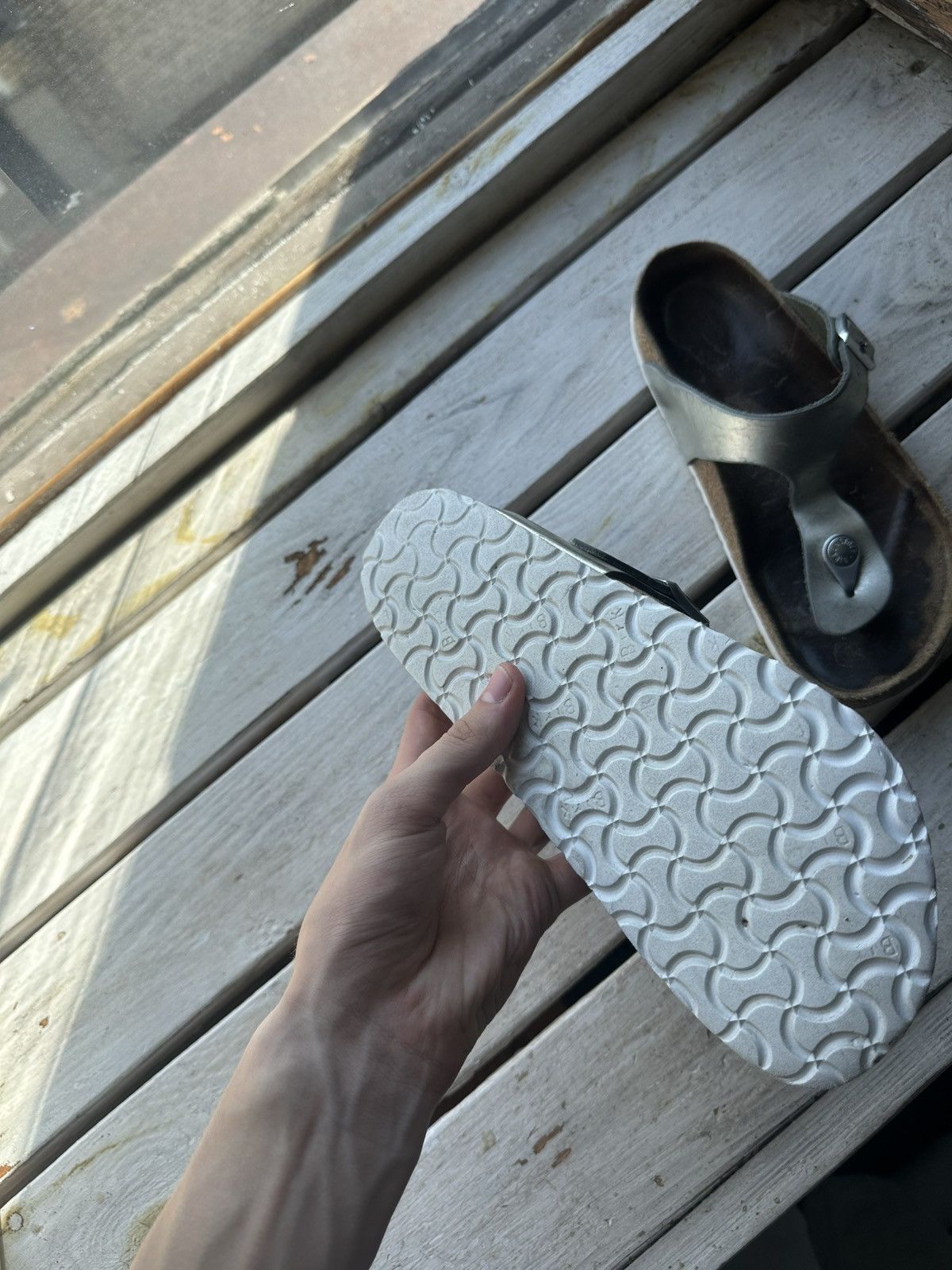 Birkenstock 🚨Vintage Birkenstock 38 silver Luxe Sandals rare slides Size US 8 / IT 38 - 7 Thumbnail