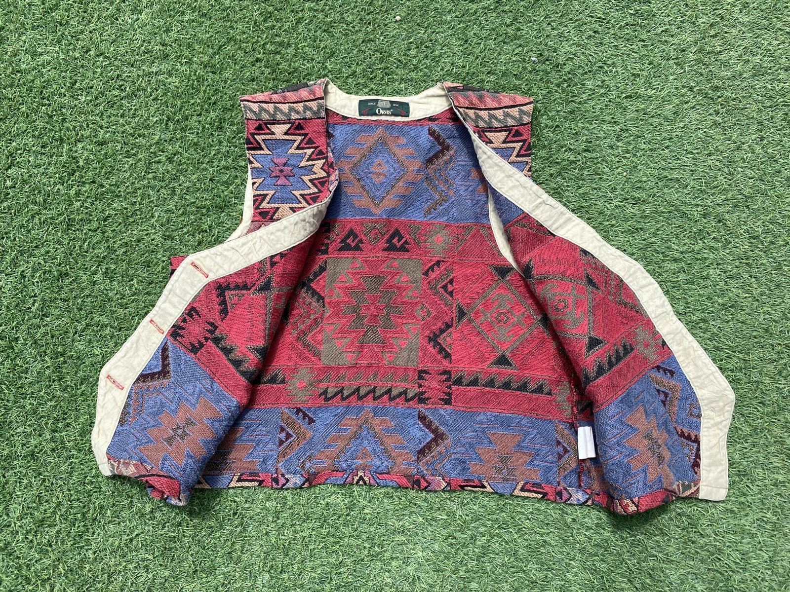 Orvis Orvis Vintage Tapestry Indian Pattern Vest Size 44S - 6 Thumbnail