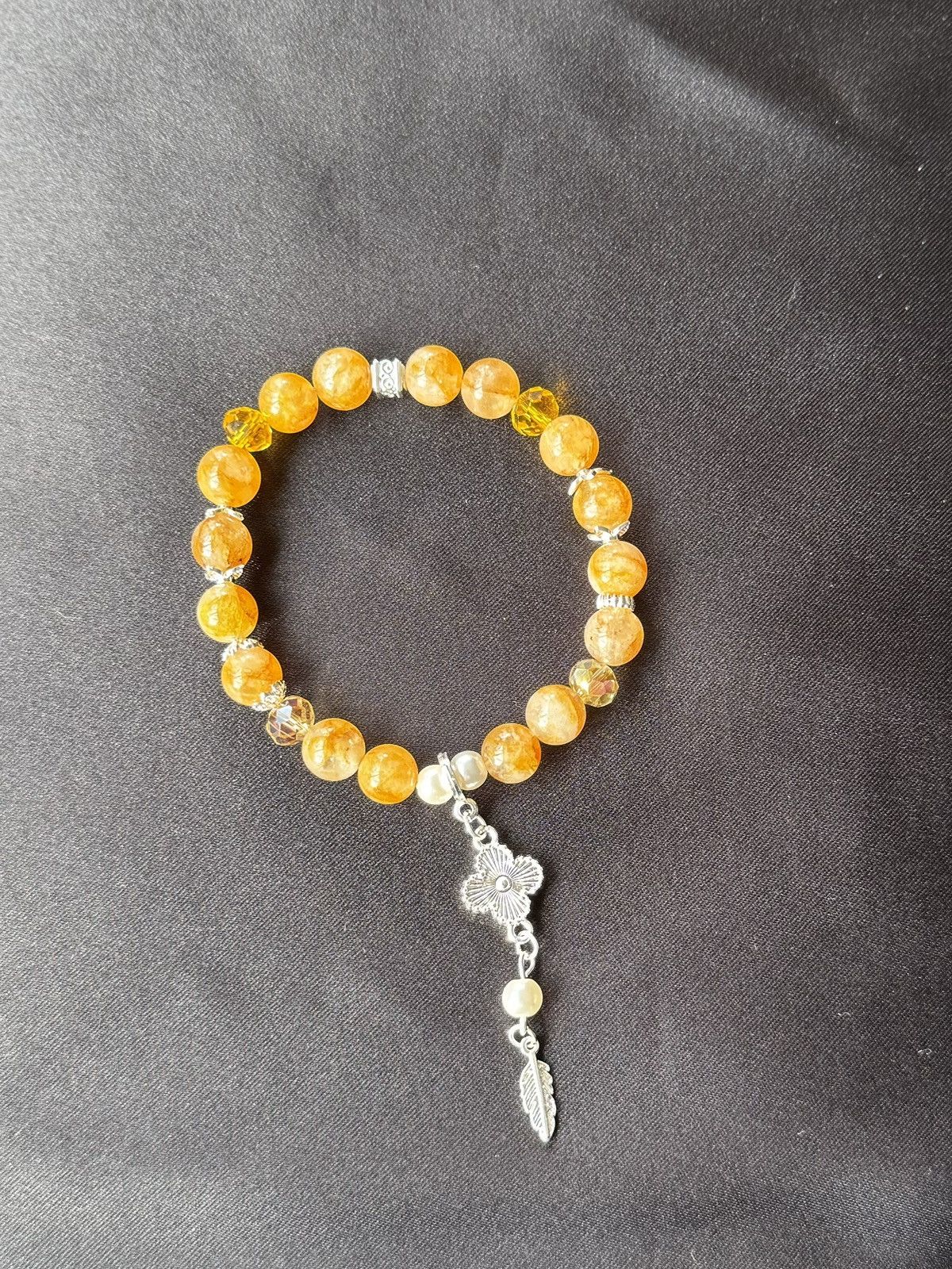 Handmade Citrine Clover Bracelet Size ONE SIZE - 2 Thumbnail