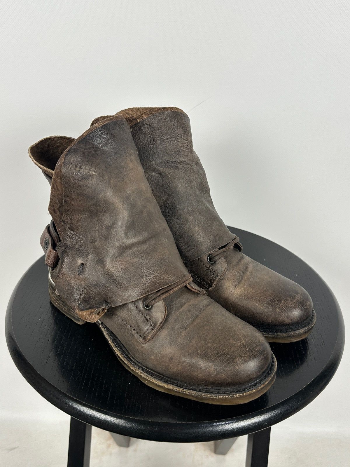A.S.98 A.S.98. Airstep Brown Leather Buckle Biker Ankle Boots Size US 6 / IT 36 - 6 Thumbnail