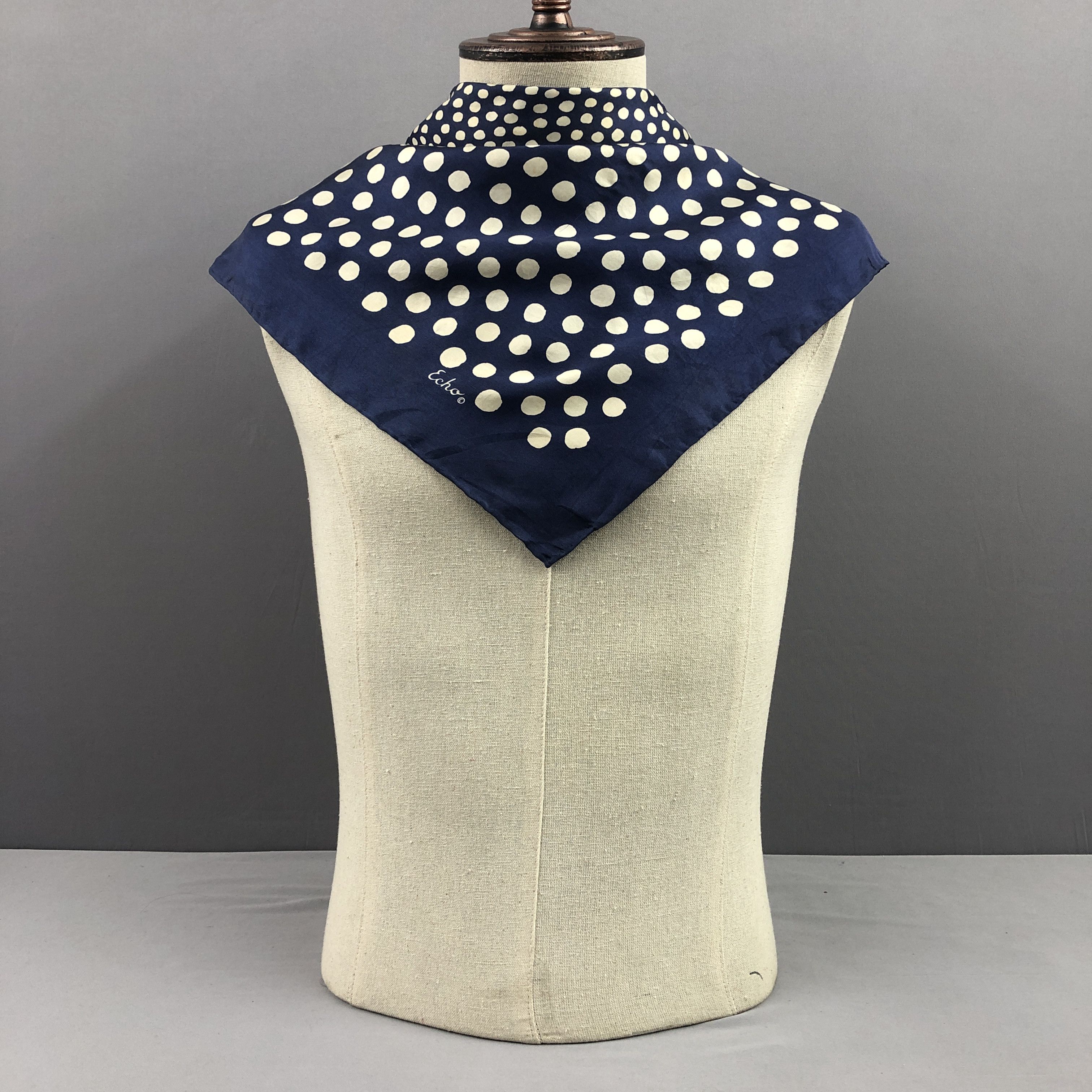 Other × Vintage Vintage Echo SILK Scarf Polka Dot Twill Stole Wraps Scarves Size ONE SIZE - 3 Thumbnail