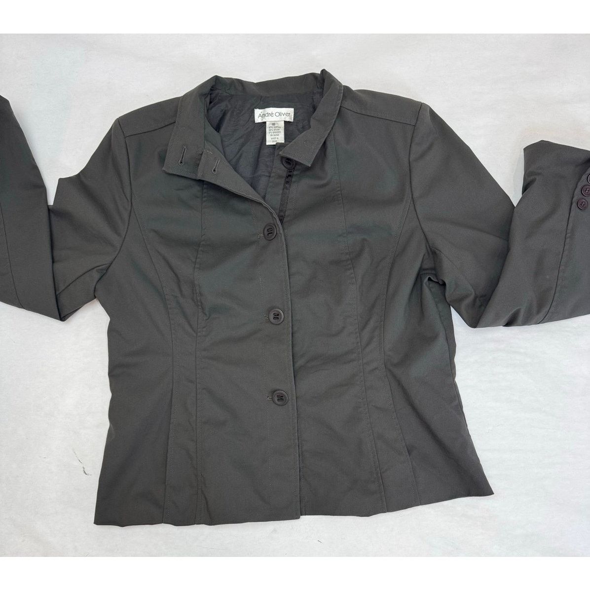 Other Vintage Andrew Oliver Jacket Gray Solid Pleated Size 16 Size XXL / US 16-18 / IT 52-54 - 4 Thumbnail